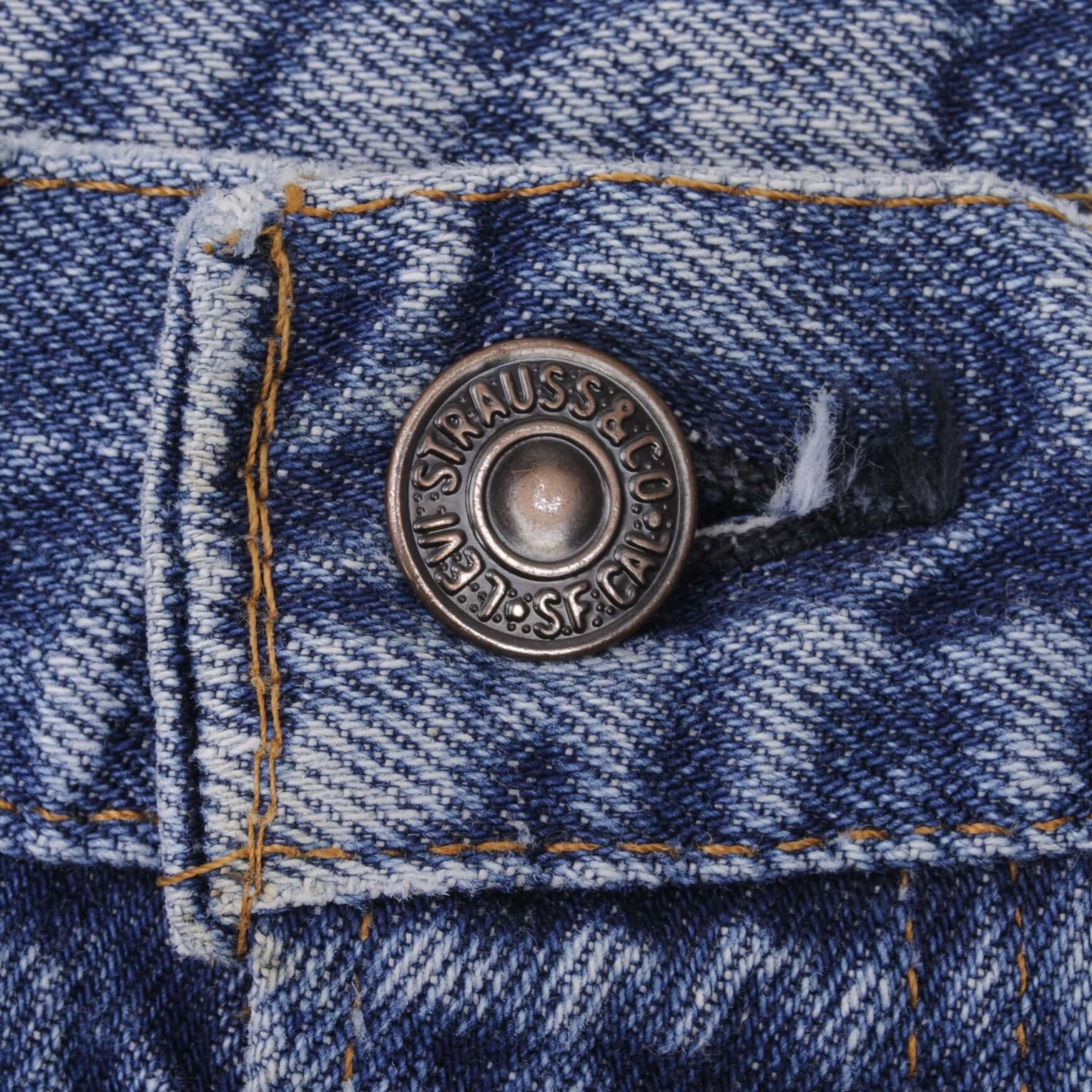 Beautiful Indigo Levis 517 Jeans With Single Stitch Made in USA with Medium Blue Wash  Size 40x29  Back button #2  Zip: Talon