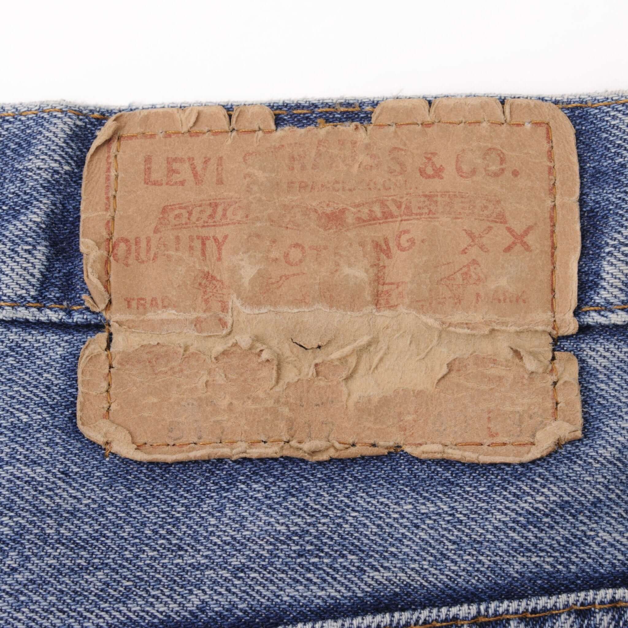 Beautiful Indigo Levis 517 Jeans With Single Stitch Made in USA with Medium Blue Wash  Size 40x29  Back button #2  Zip: Talon