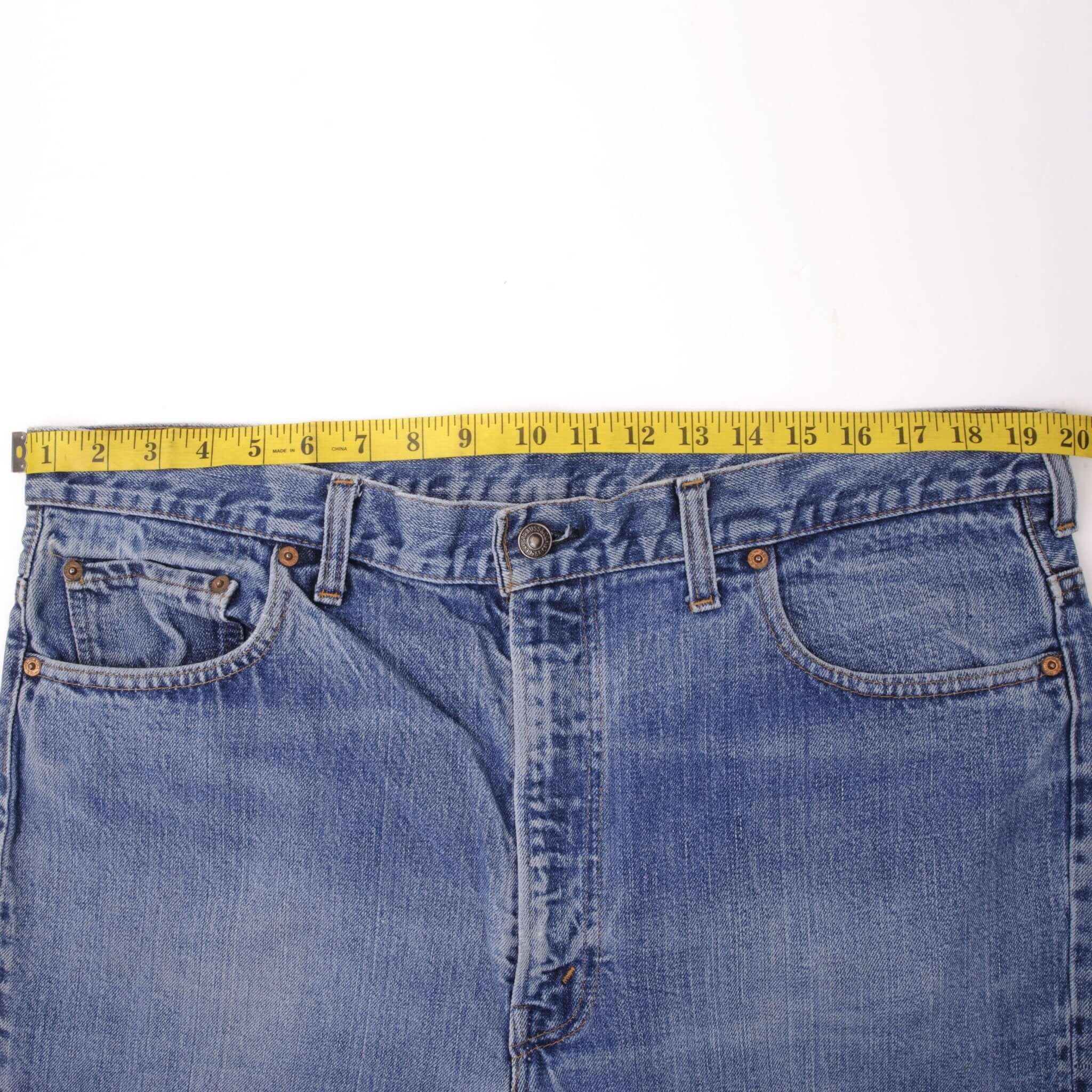 Beautiful Indigo Levis 517 Jeans With Single Stitch Made in USA with Medium Blue Wash  Size 40x29  Back button #2  Zip: Talon