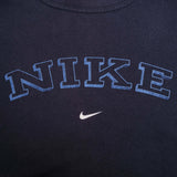 Vintage Nike Spellout Swoosh Navy Blue Sweatshirt 1990S Size Large Made In Usa