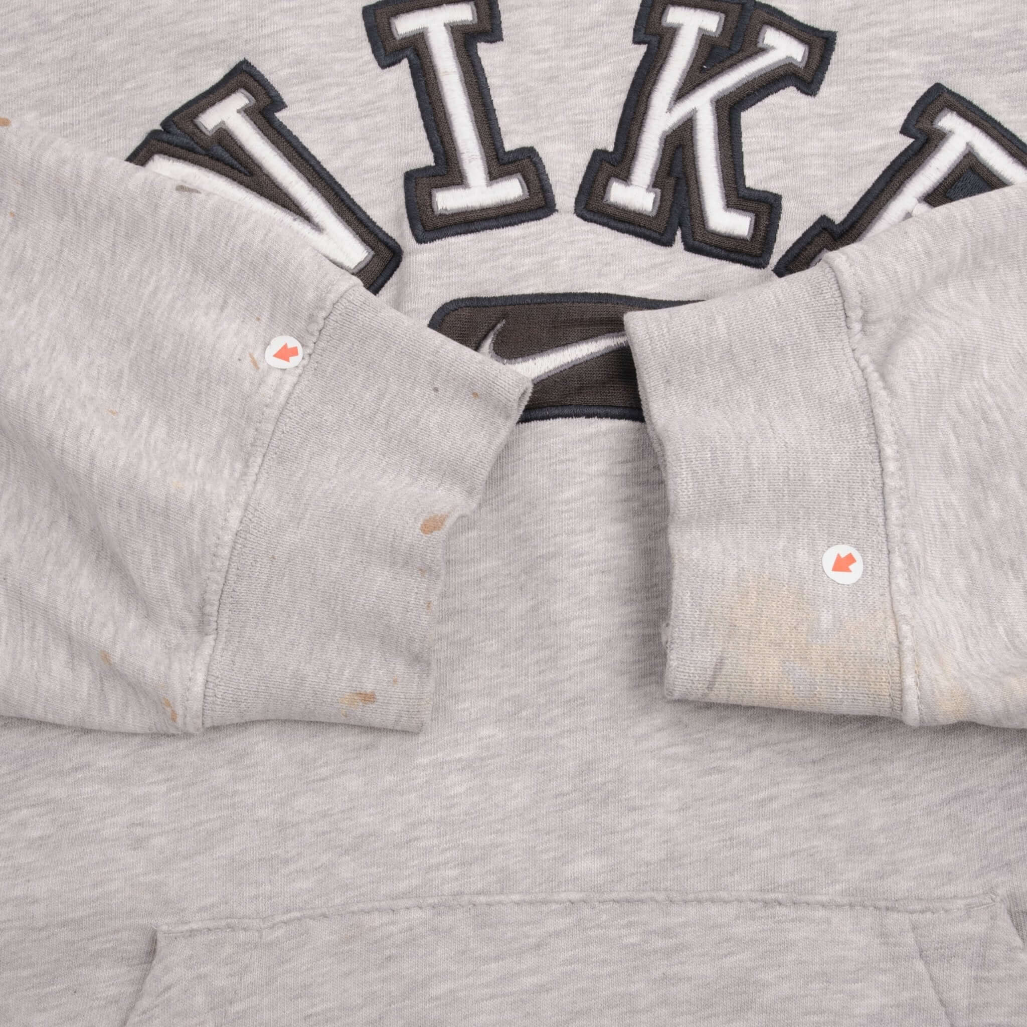 VINTAGE NIKE SPELLOUT SWOOSH GREY HOODIE SWEATSHIRT 2000S SIZE XL