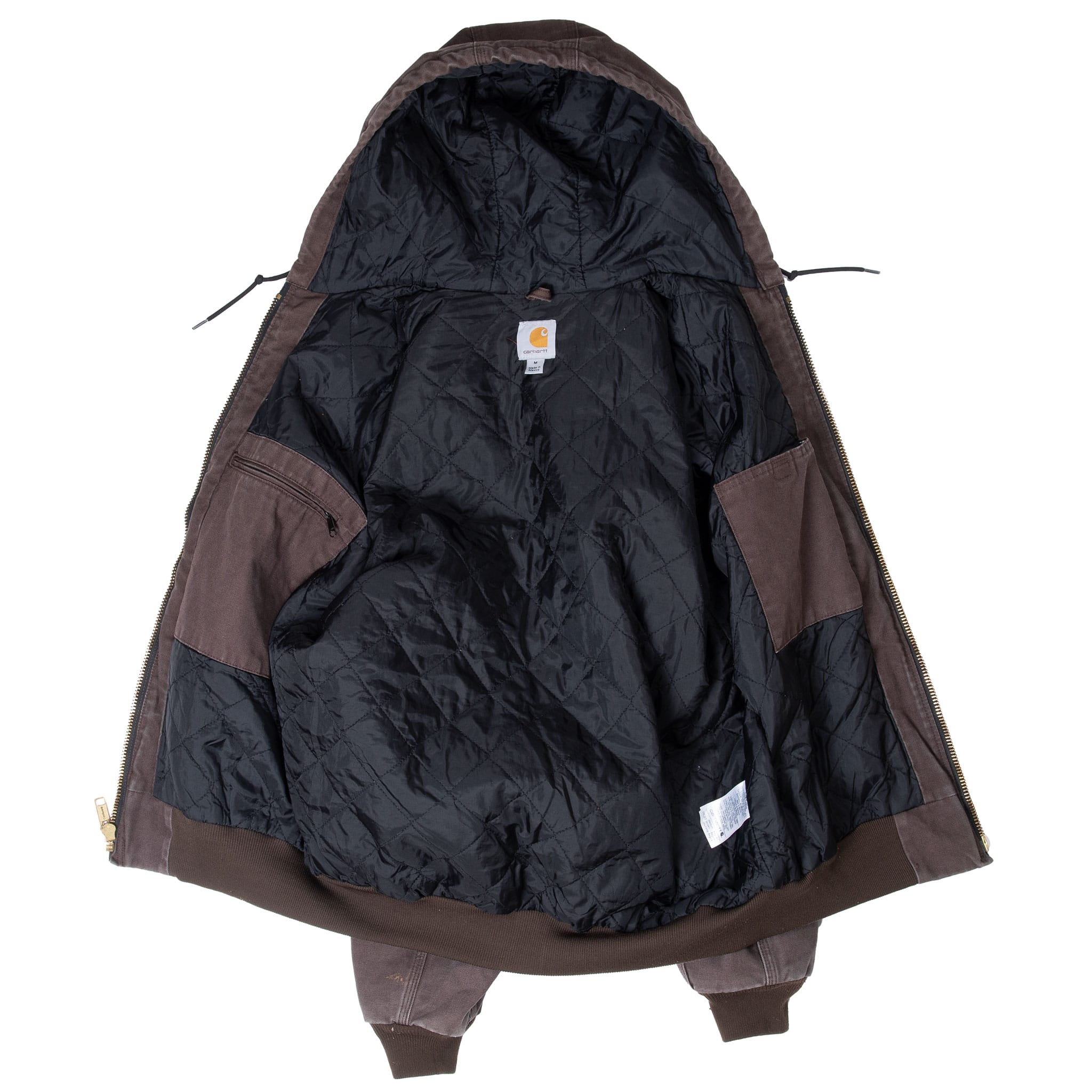 VINTAGE CARHARTT BROWN HOODED ACTIVE JACKET J280DKB 2012 SIZE MEDIUM