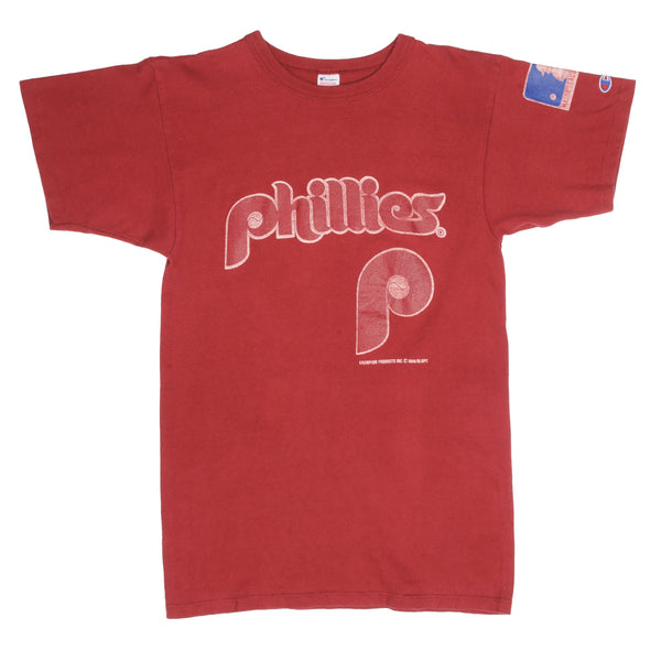 Vintage MLB Philadelphia Phillies Tee Shirt 1988 Size Small Made In USA With Single Stitch Sleeves