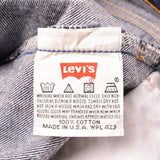Beautiful Indigo Levis 501 Jeans Made in USA with a very dark wash.  Size on Tag 34X32  ACTUAL SIZE 34X30  Back Button #524