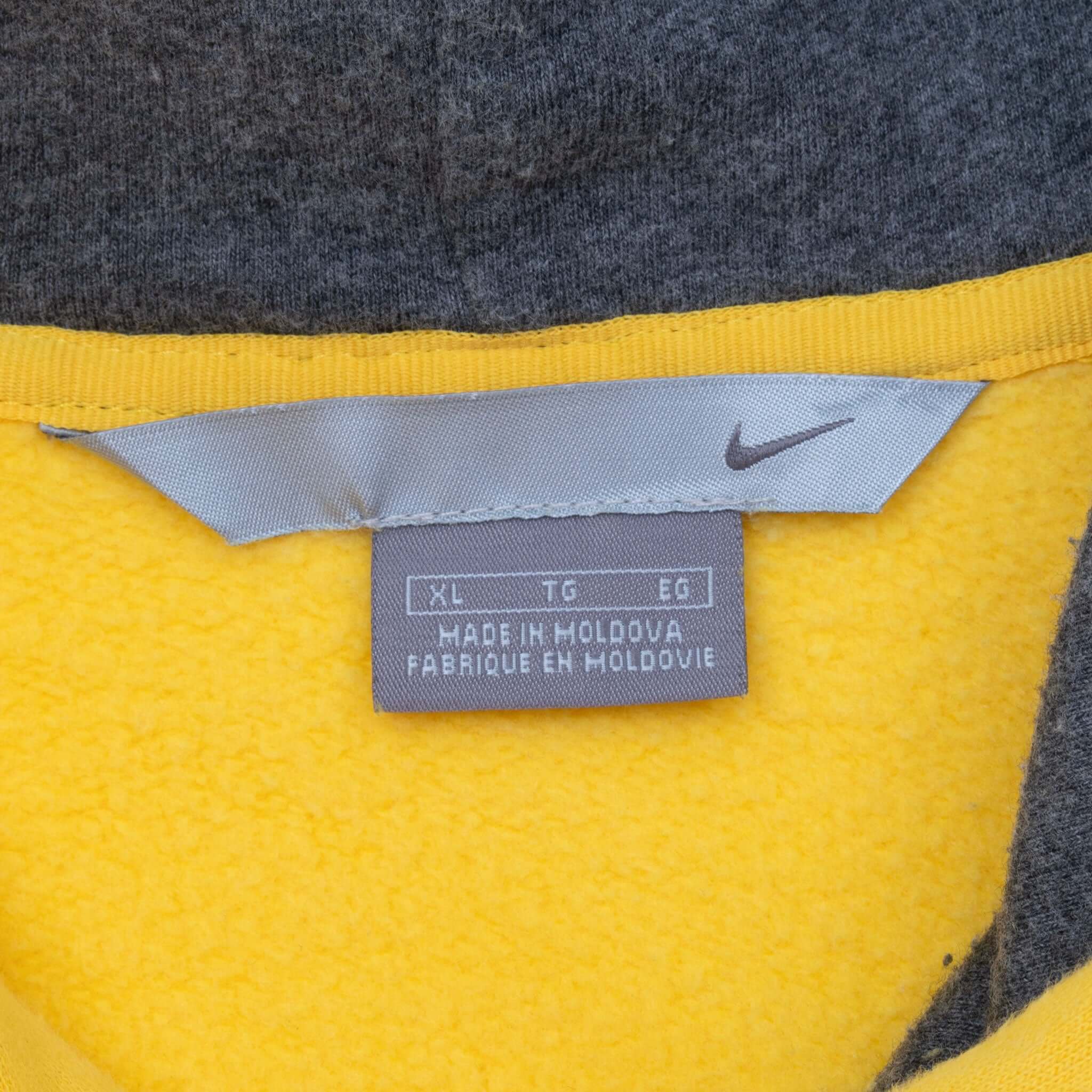 Vintage Nike Classic Swoosh Yellow Hoodie Sweatshirt 2000S Size XL
