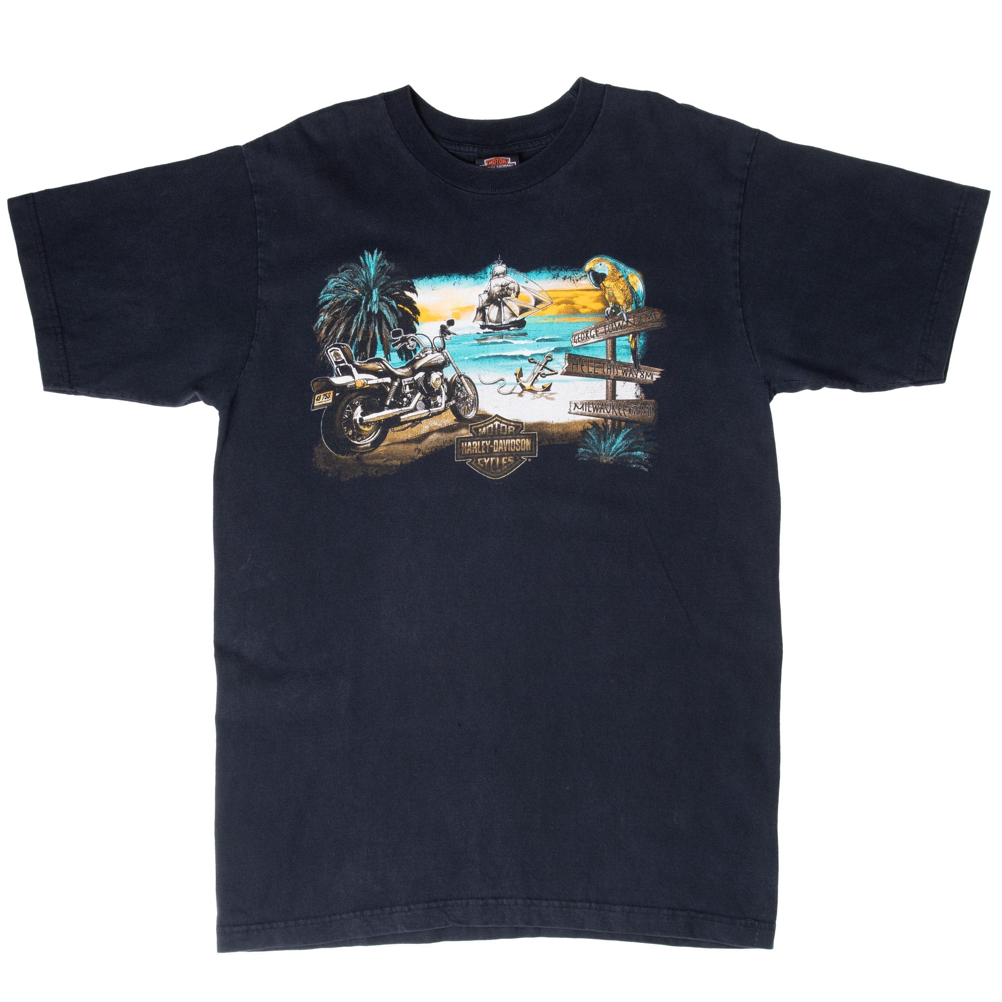 VINTAGE HARLEY DAVIDSON PIRATE GRAND CAYMAN TEE SHIRT 2003 LARGE MADE IN USA