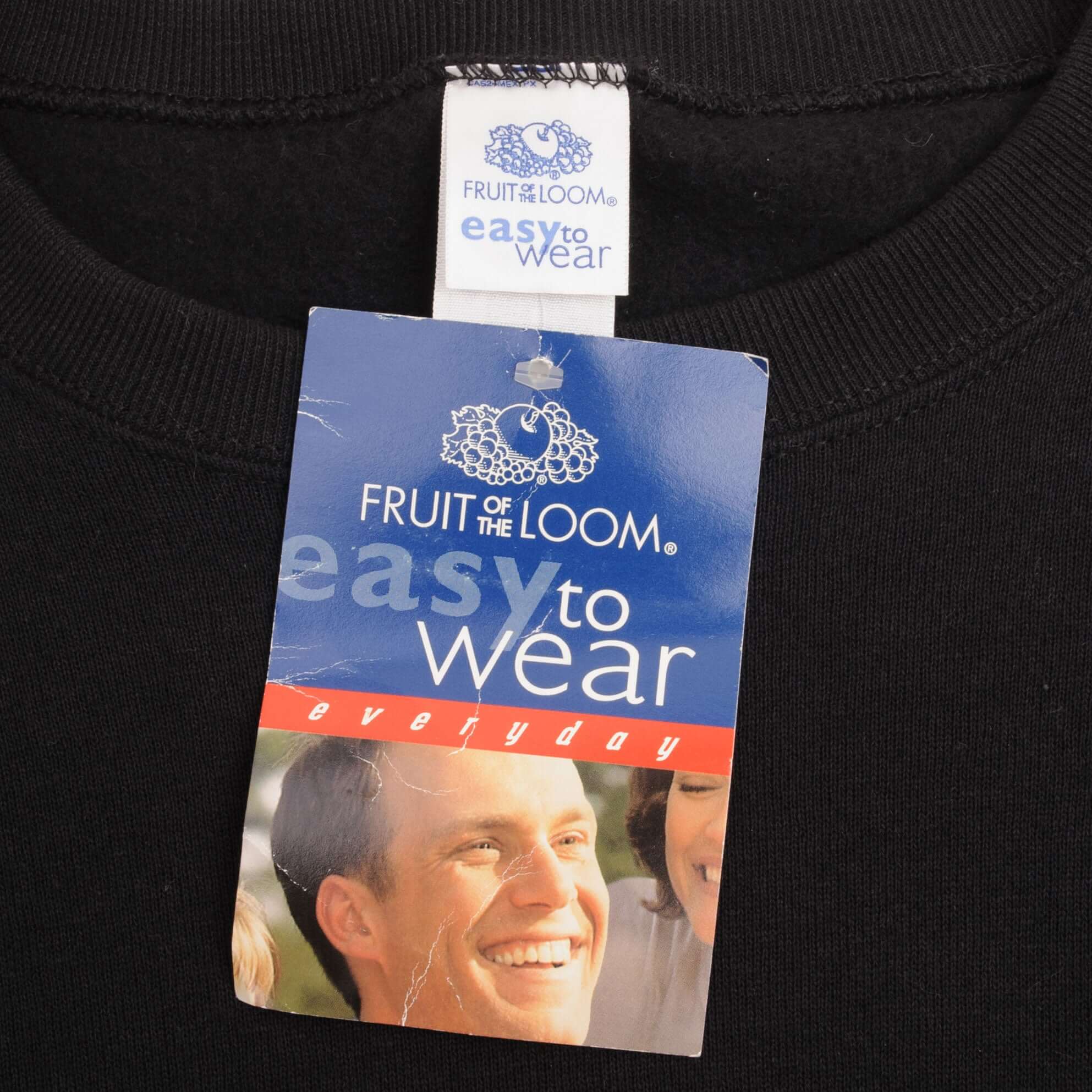Vintage Fruit Of The Loom Blank Black Crewneck Sweatshirt 1999 Size XL Deadstock
