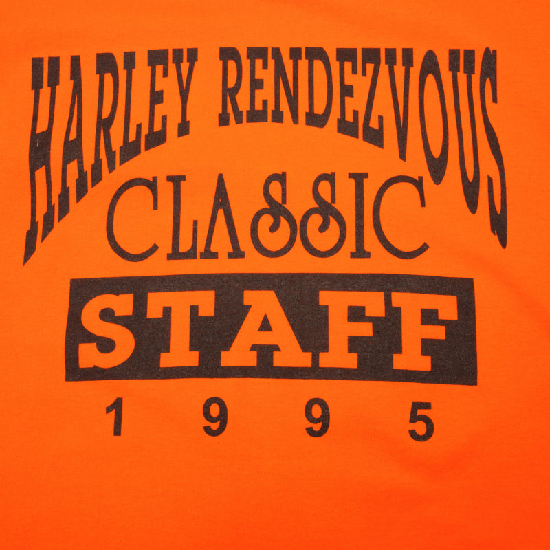 Vintage Harley Davidson Rendez Vous 17th Annual Staff Tee Shirt 1995 Size Medium Made In USA