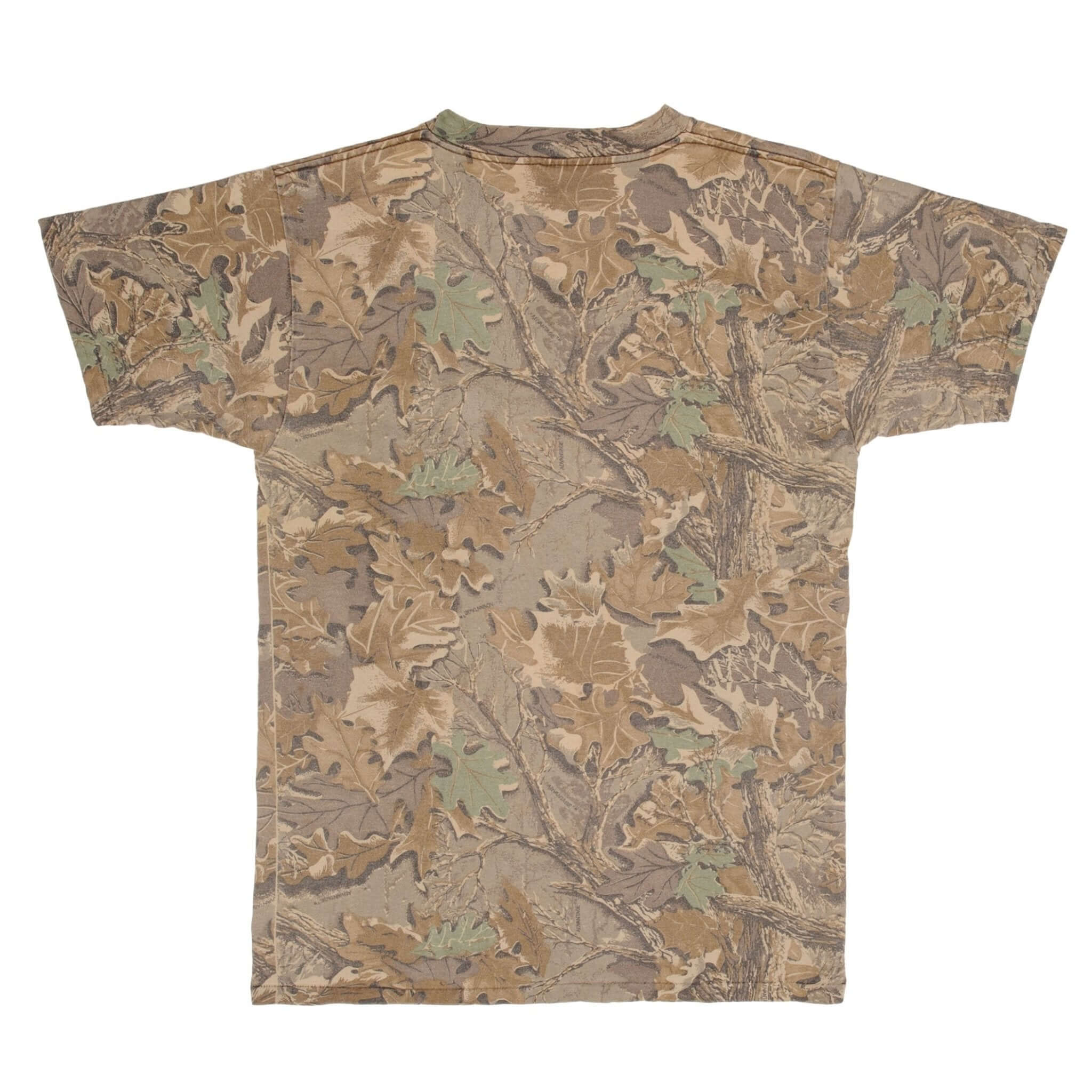 Vintage Hunting Advantage Camo Wrangler Pocket Tee Shirt 1990S Size Medium Made In USA With Single Stitch Sleeves