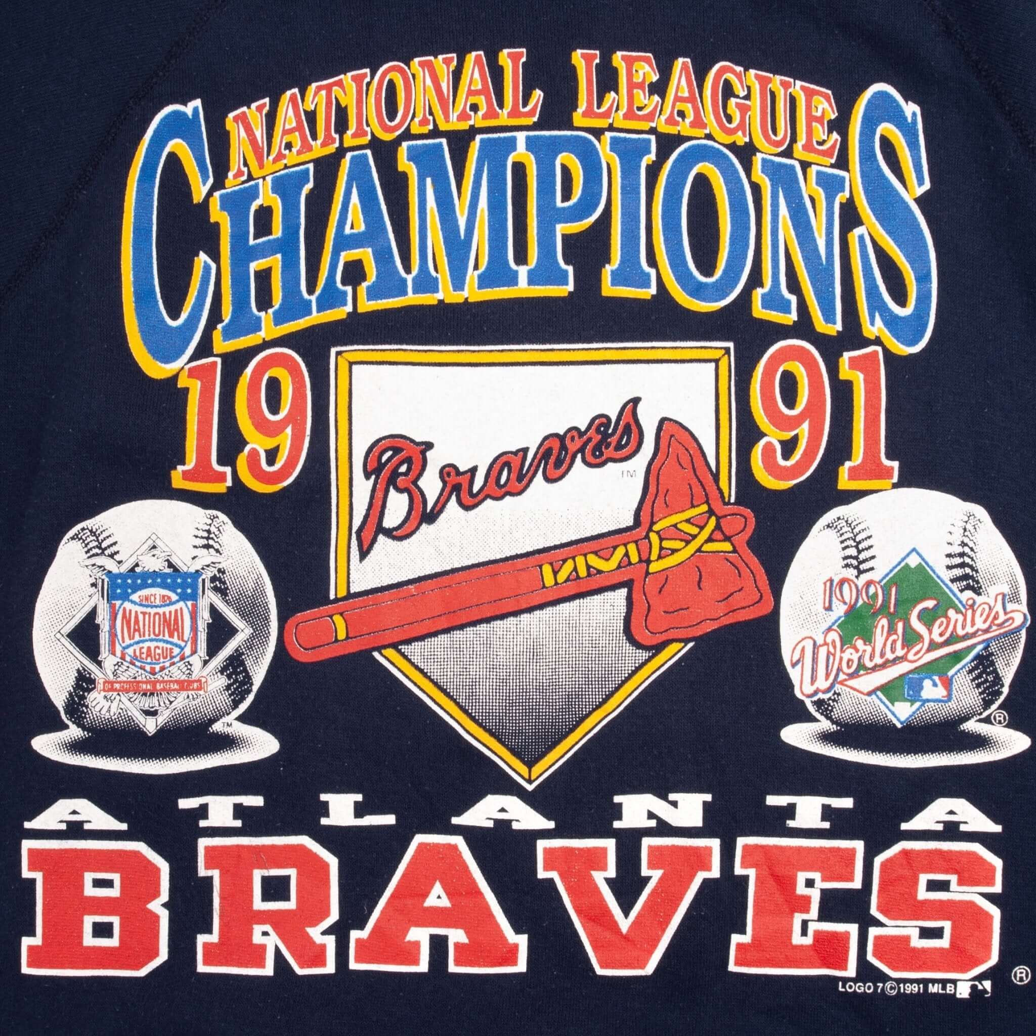 Vintage MLB Atlanta Braves Champions 1991 Tultex Sweatshirt Size Large Made In USA