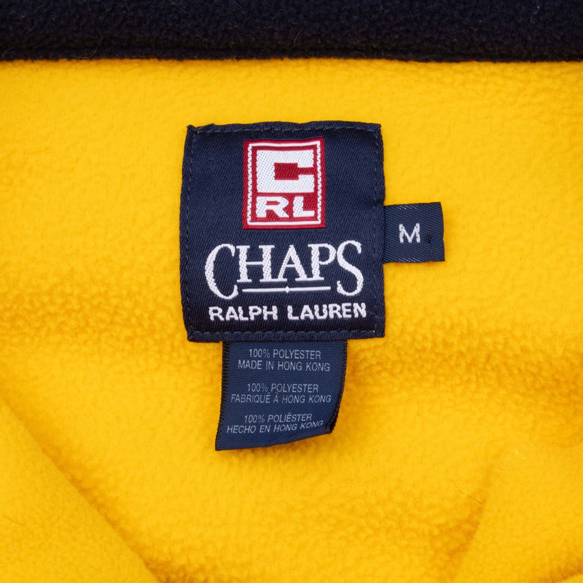 Vintage Chaps Ralph Lauren Yellow Fleece Pullover Jacket 1990S Size Medium