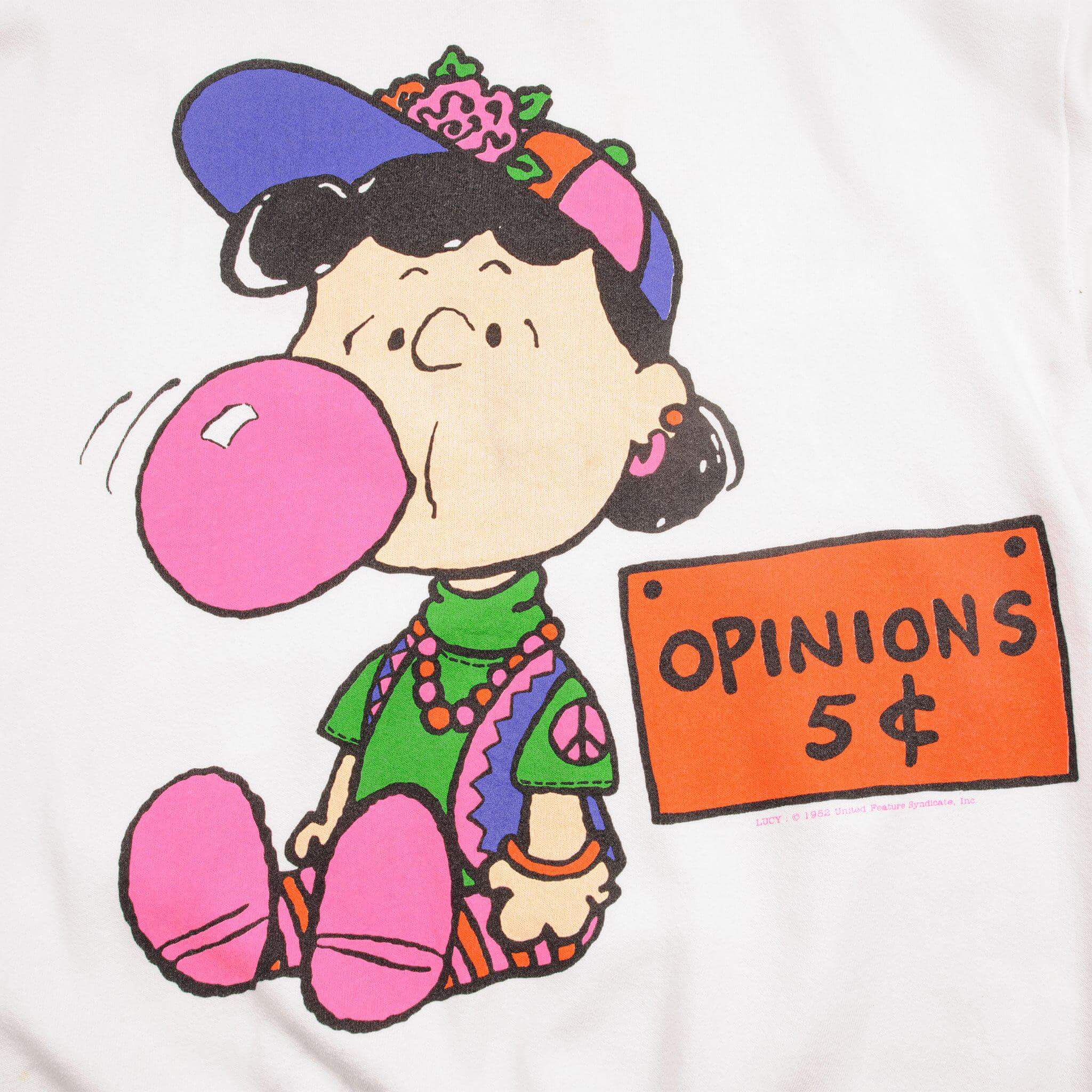 VINTAGE PEANUTS LUCY VAN PELT SWEATSHIRT 1970'S SIZE XL MADE IN USA