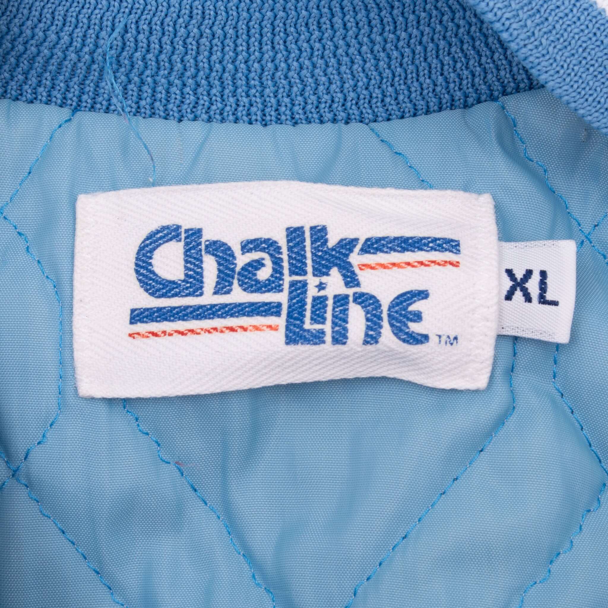 Vintage Ncaa Unc Tar Heels Caroline Satin Chalk Line Bomber Jacket 1980S Size XL Made In Usa