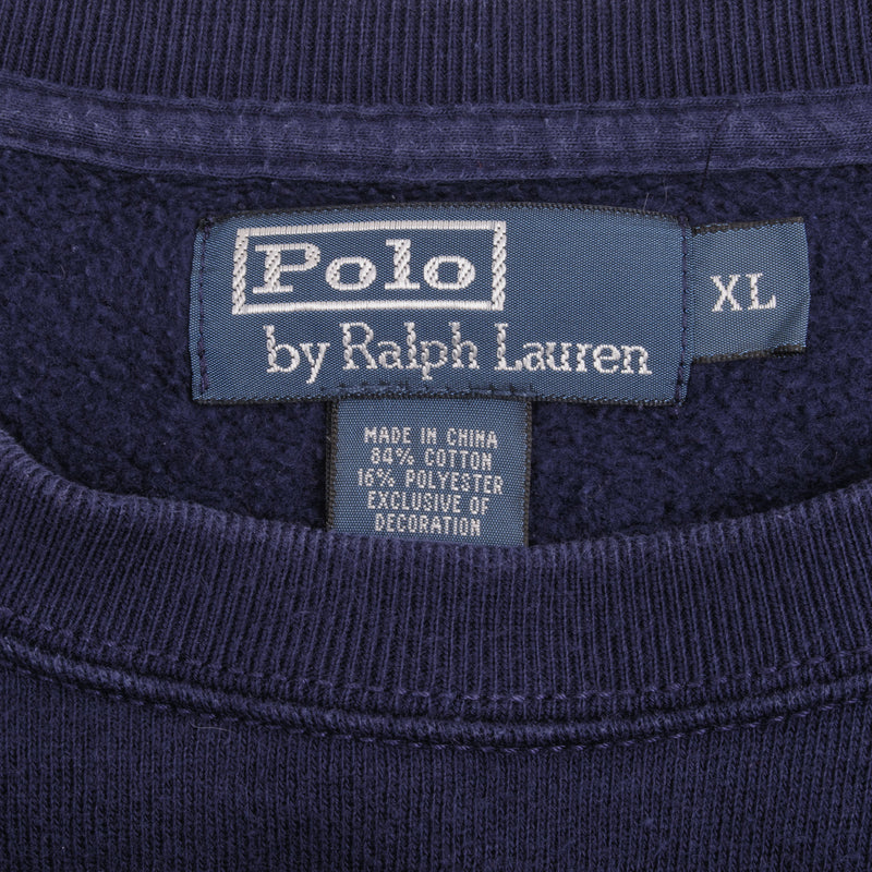 Vintage Polo Ralph Lauren Classic Crewneck Heavyweight Navy Blue Sweatshirt Size Xl 1990S