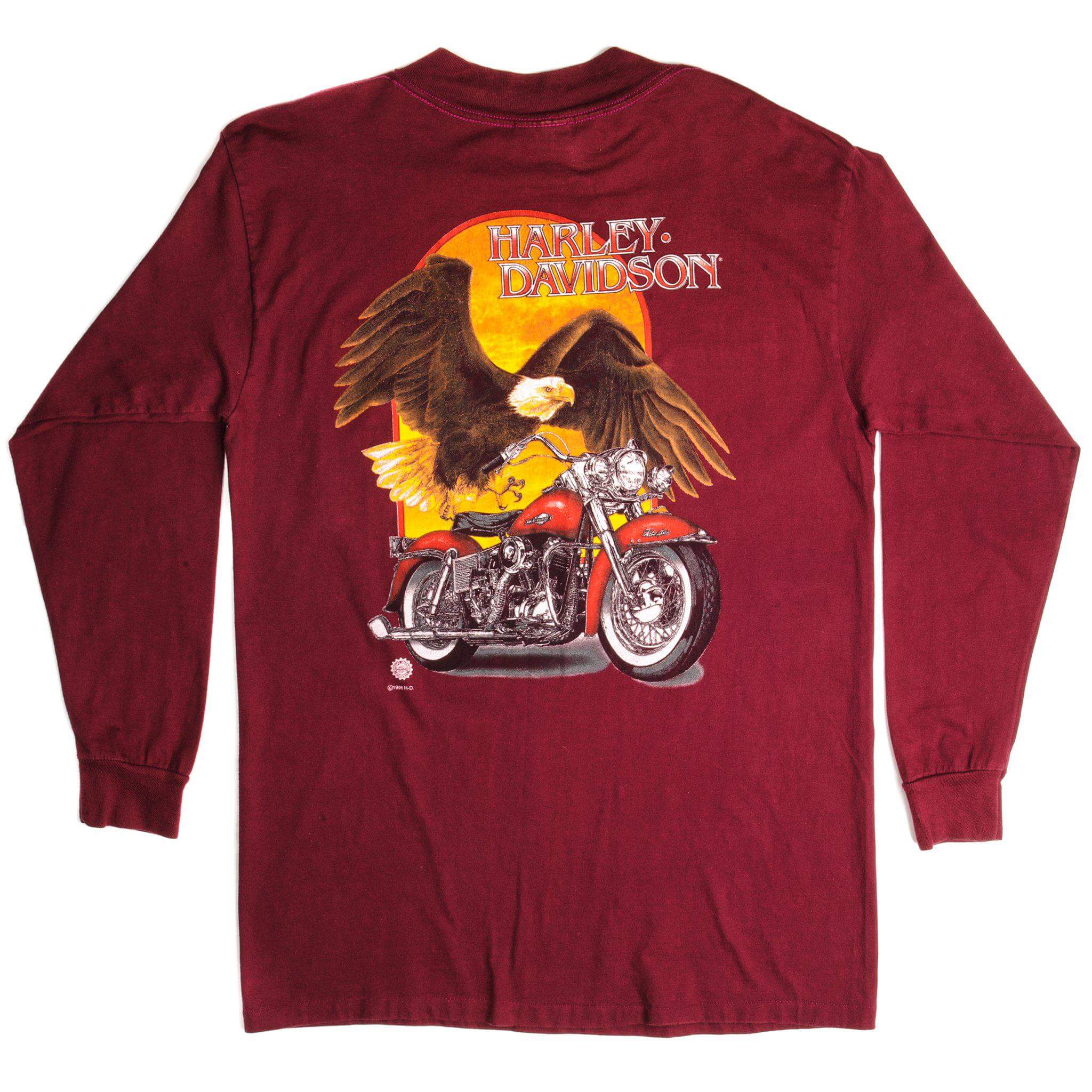 Vintage Harley Davidson Long Sleeves Tee Shirt 1996 Size Large Made In USA.