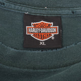 Vintage Green Harley Davidson 3D Emblem Tee Shirt 1991 Size XL Made In USA With Single Stitch Sleeves