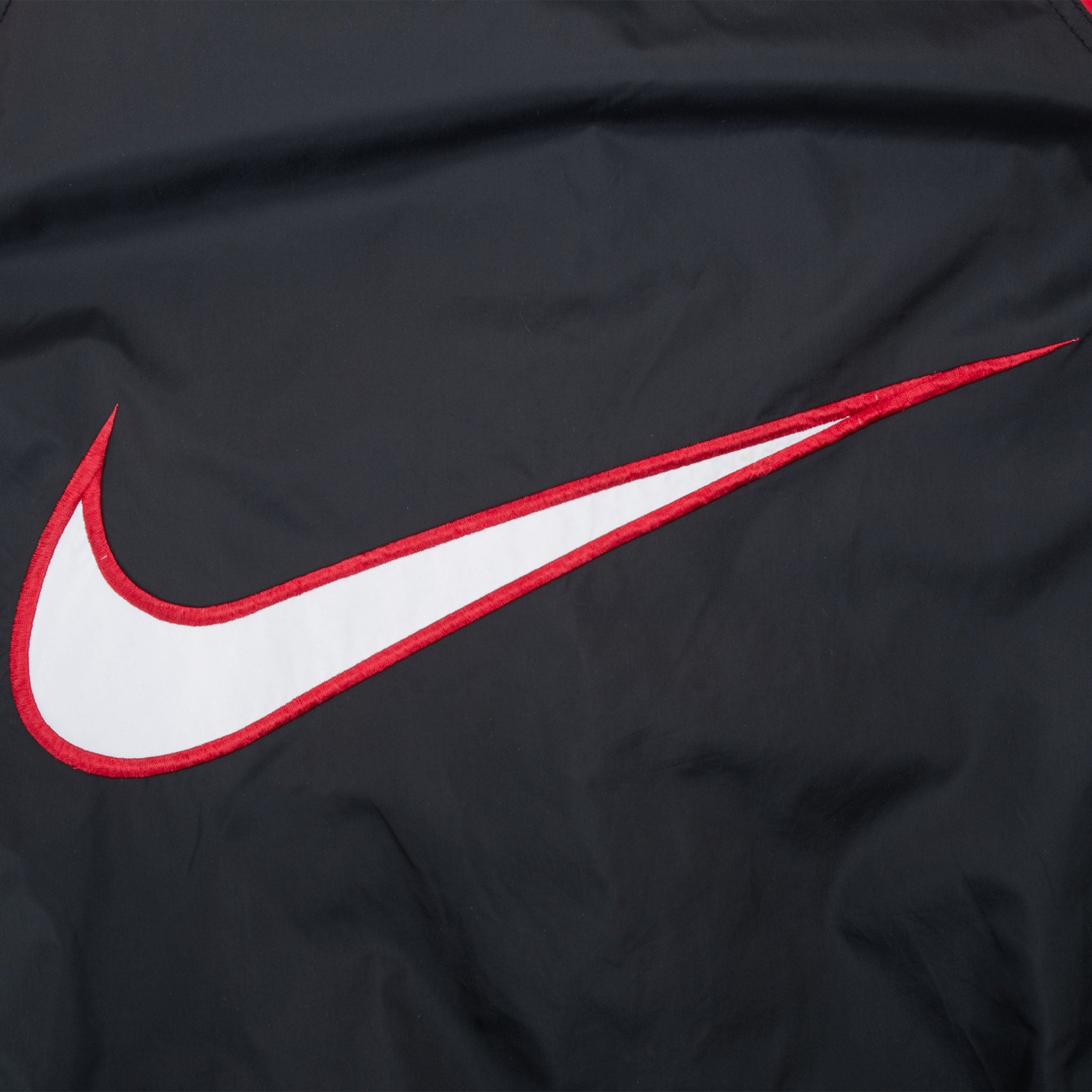 Vintage Nike Big Swoosh Black Red White Windbreaker Jacket 1990S Size Large
