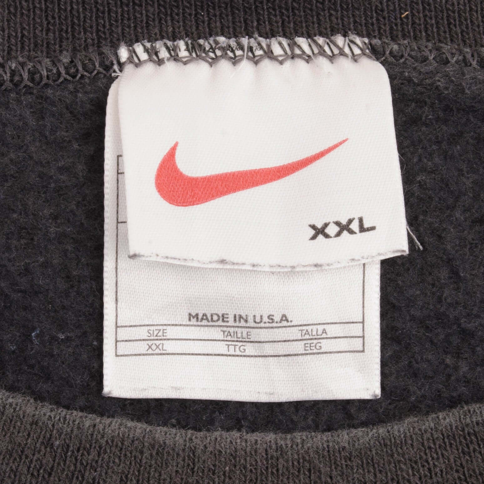 Vintage Nike Classic Swoosh Black Sweatshirt 1990S Size 2XL Made In USA