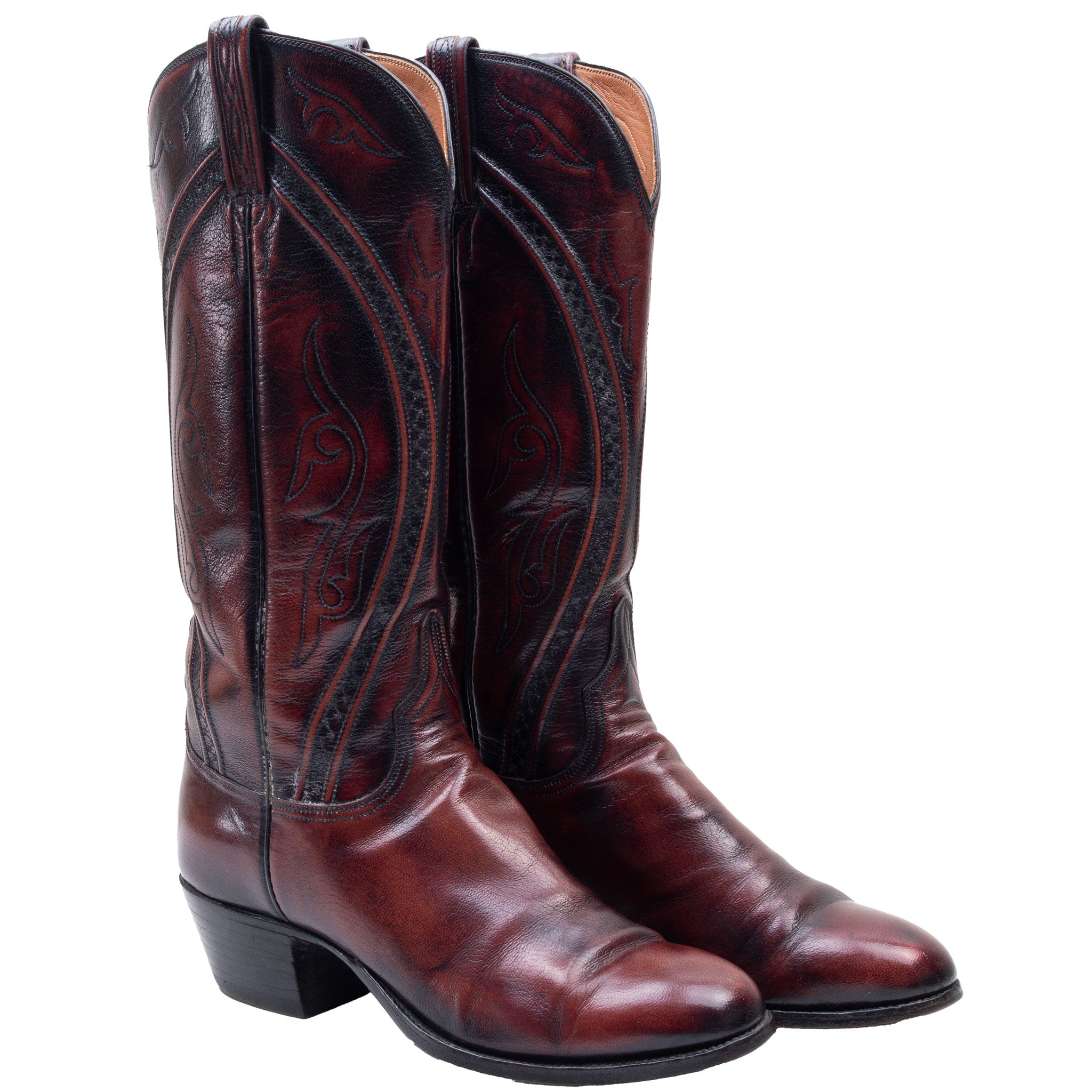 VINTAGE LUCCHESE COWBOY SAN ANTONIO LEATHER BOOTS 8106 SIZE 7 WOMEN MADE IN USA