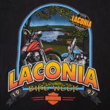 Vintage Pink Harley Davidson Laconia Meredith New Hampshire Tee Shirt 1997 Size Medium Made In USA With Single Stitch Sleeves