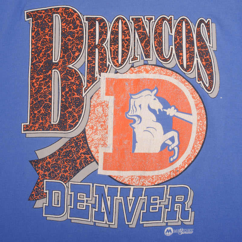 Vintage NFL Denver Broncos Tee Shirt 1990S Size Large Made In USA With Single Stitch Sleeves