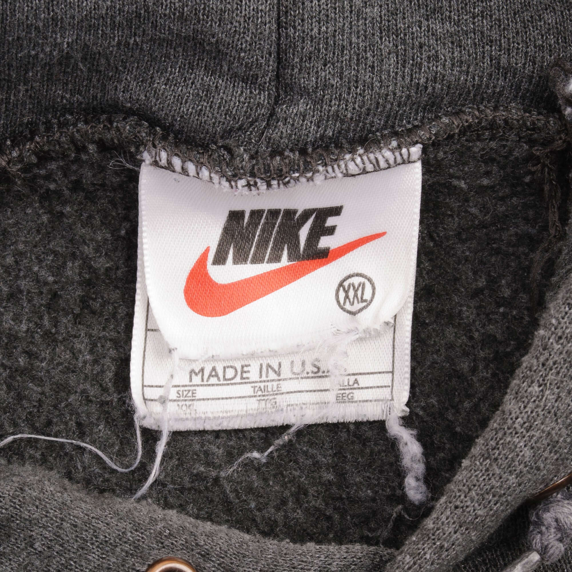 Vintage Nike Athletics Dark Gray Hoodie Sweatshirt 1990S Size 2XL Made In USA