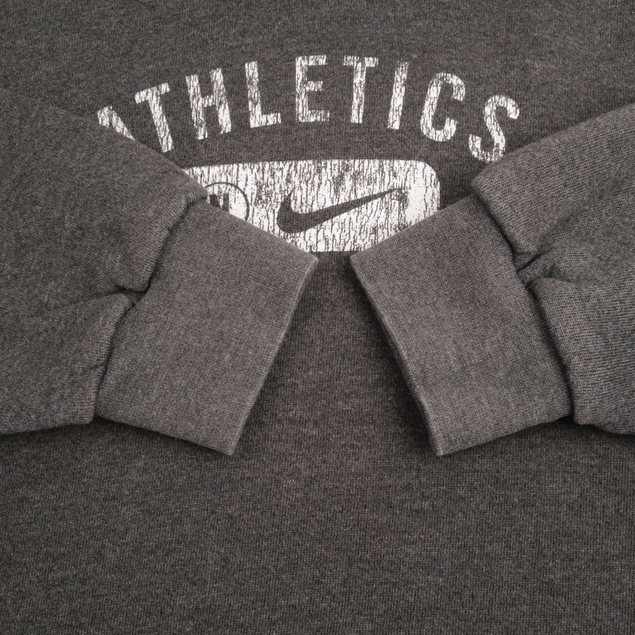 Vintage Nike Athletics Dark Gray Hoodie Sweatshirt 1990S Size 2XL Made In USA