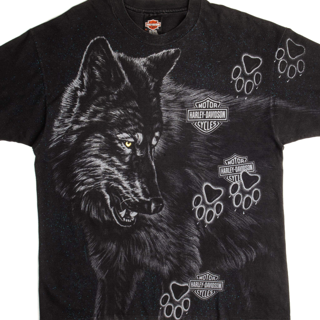 VINTAGE ALL OVER PRINT HARLEY DAVIDSON TEE SHIRT 1990s SIZE LARGE MADE IN USA