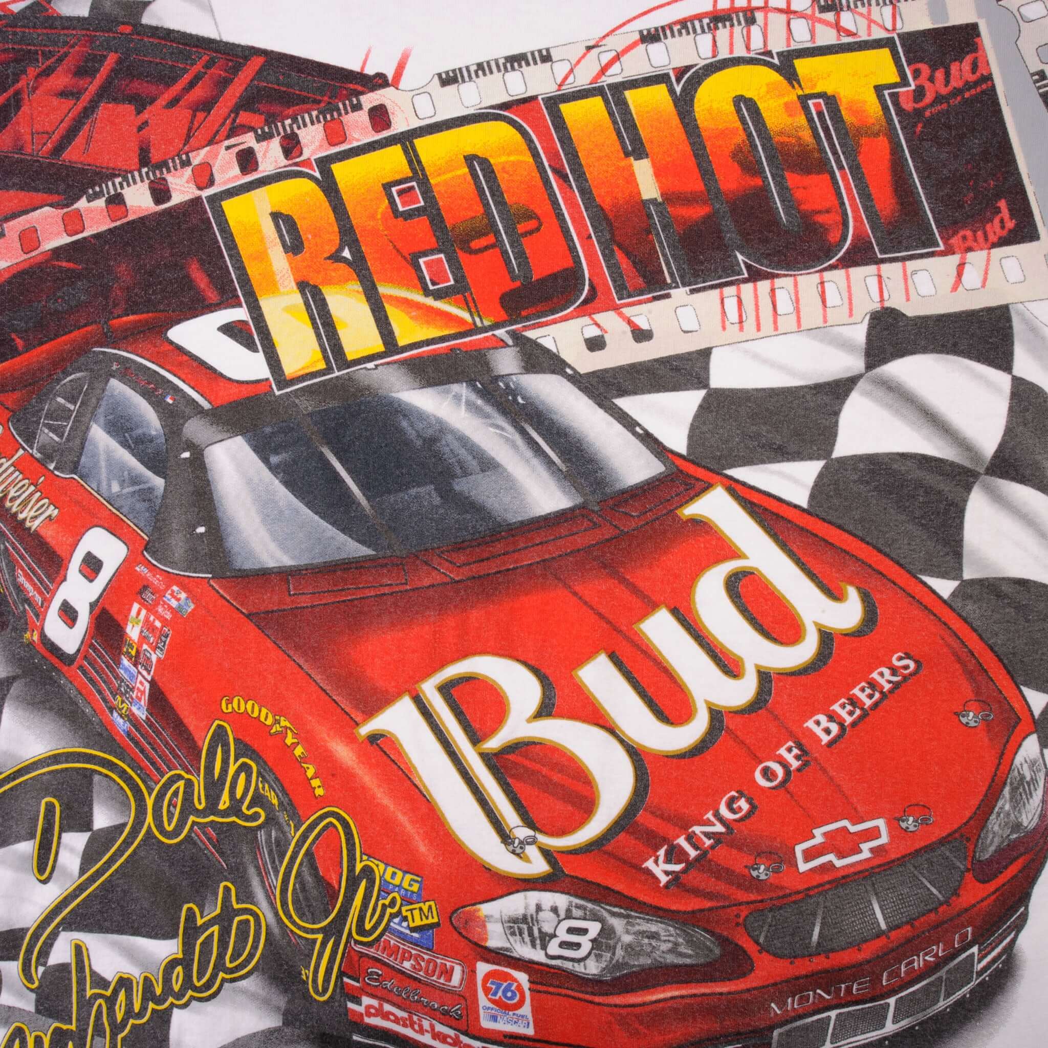 Vintage All Over Print Nascar Dale Earnhardt Jr Tee Shirt late 90s 00s Size Large