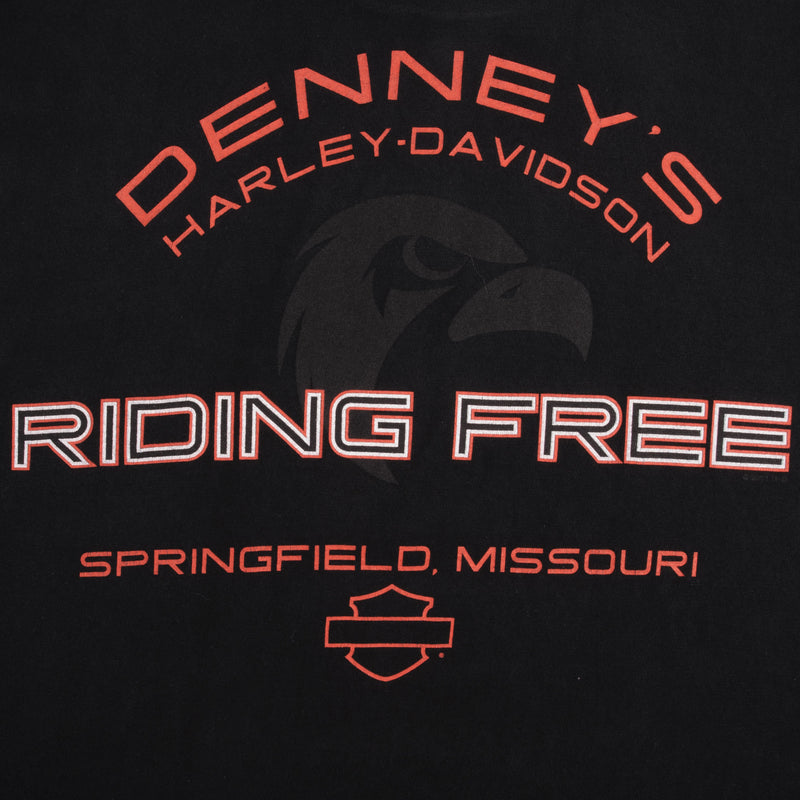 Vintage Black Harley Davidson Dragon Springfield Missouri Tee Shirt 2001 Size Large Made In USA