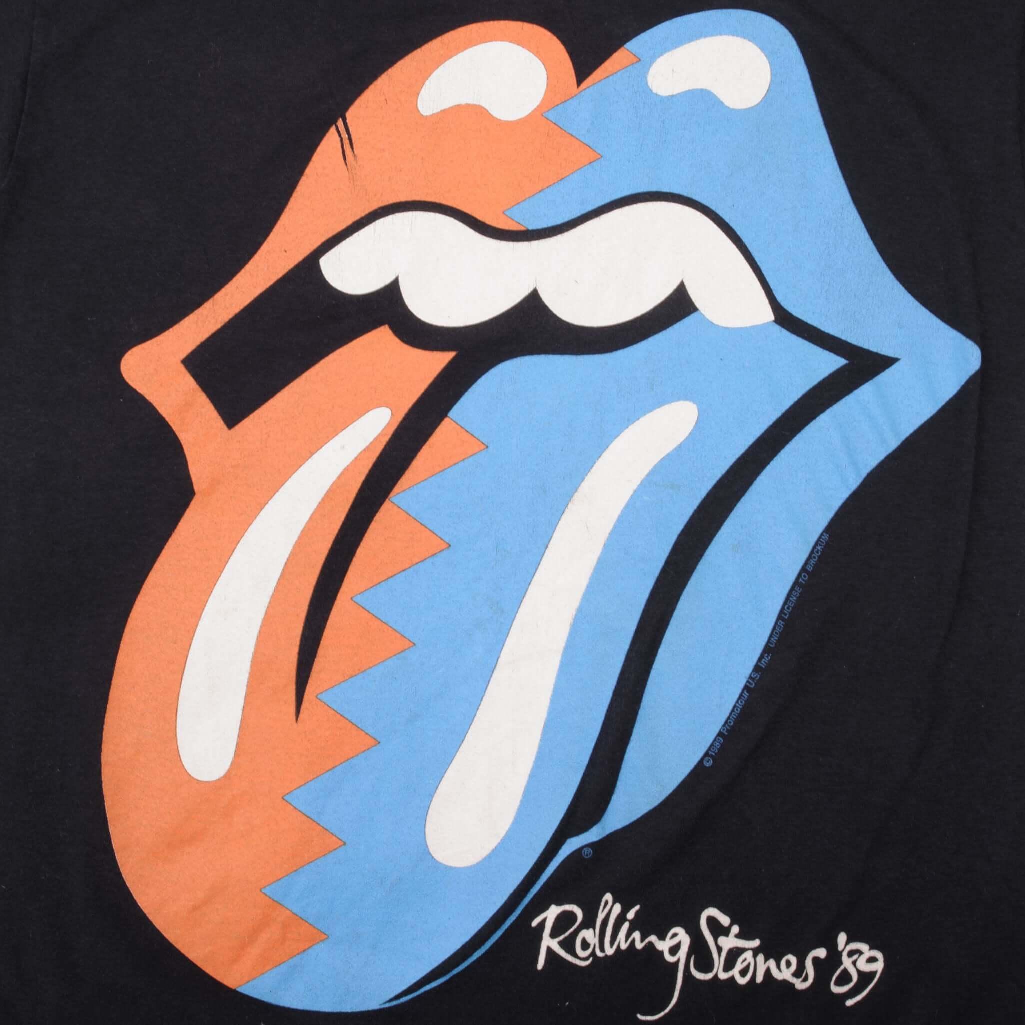 Vintage Rolling Stones The North American Tour Brockum Tee Shirt 1989 Size Small Made in USA With Single Stitch Sleeves 