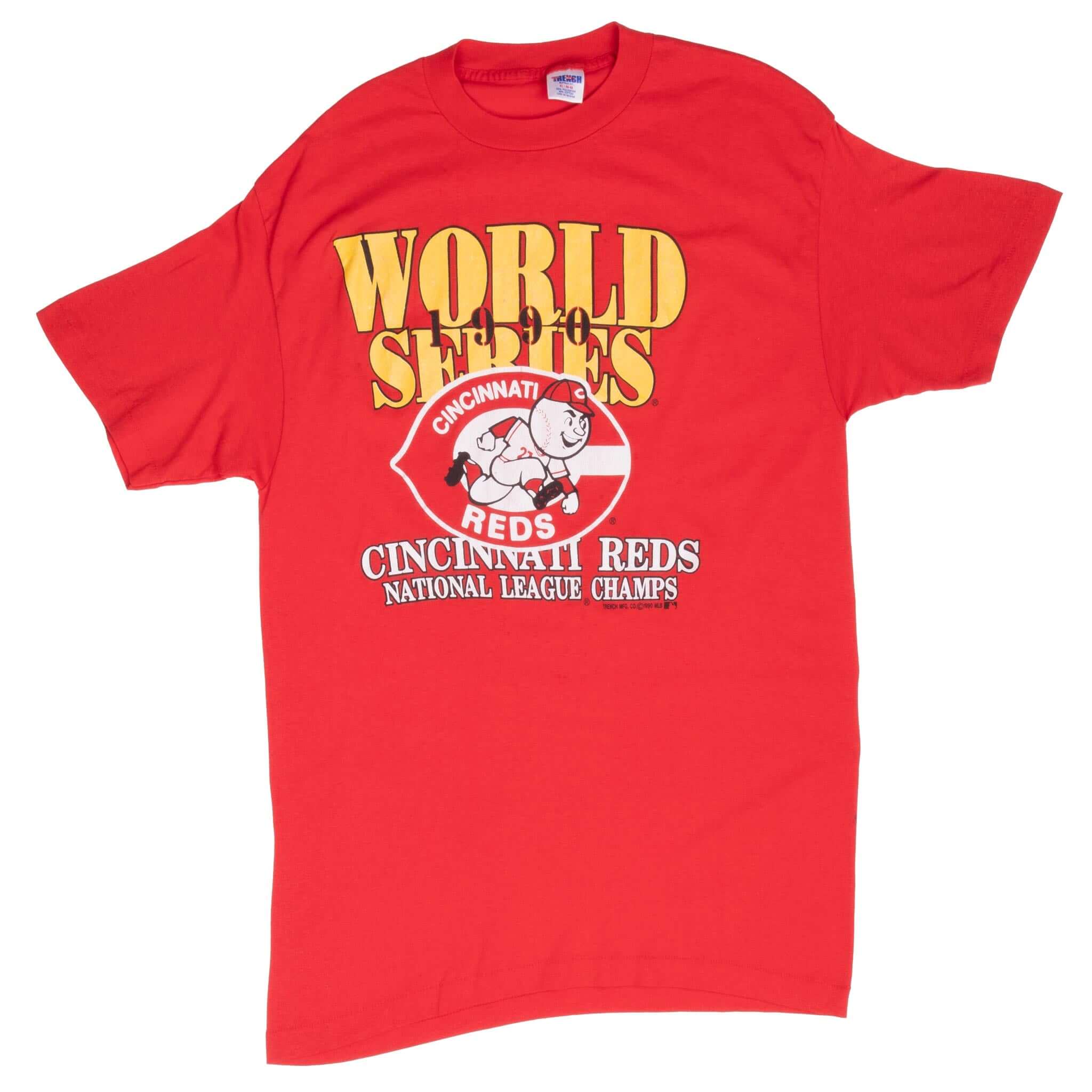 Vintage MLB Cincinnati Reds World Series Champions Tee Shirt 1990 Size Medium Made In USA With Single Stitch Sleeves