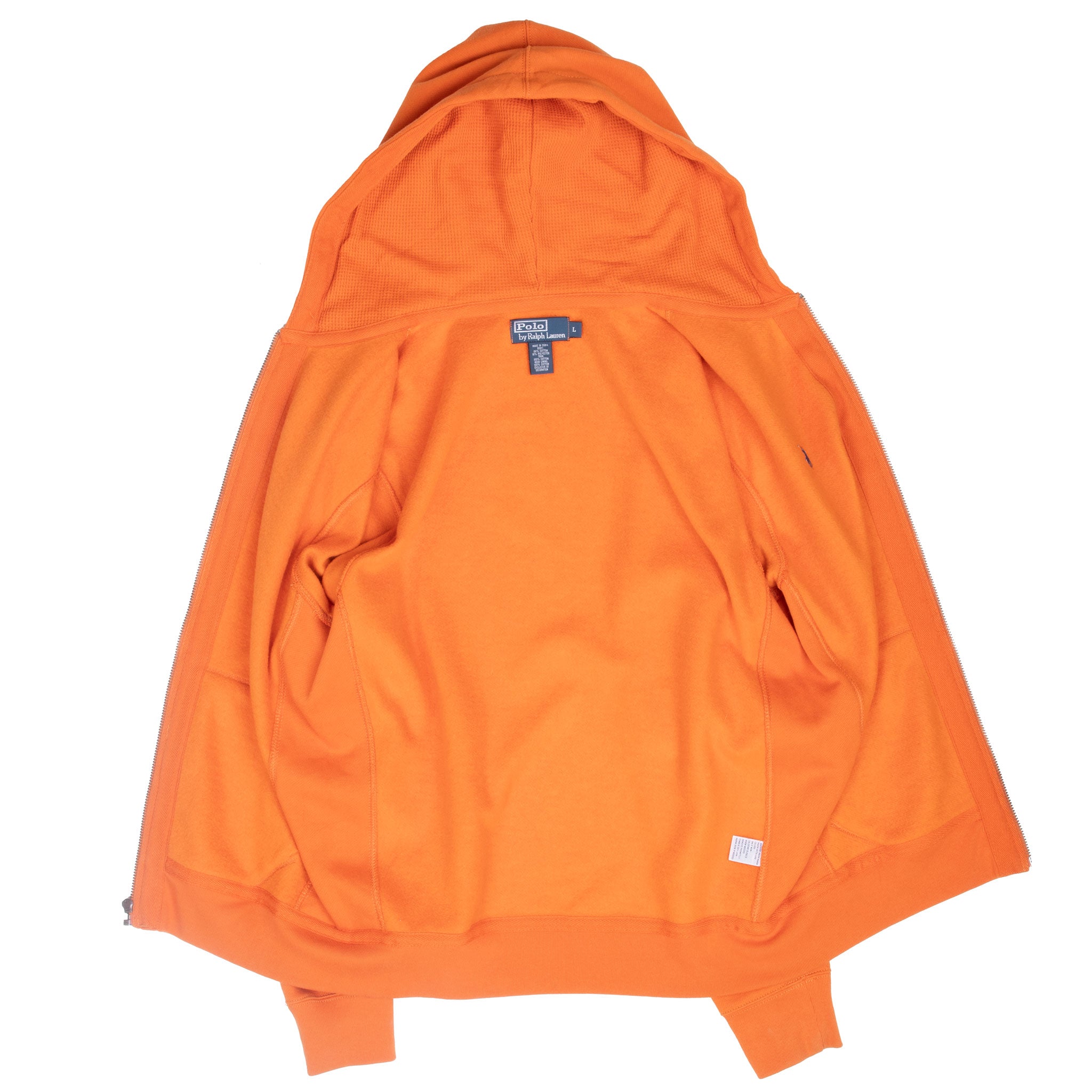 Vintage Ralph Lauren Full Zip Classic Orange Hoodie Sweatshirt 1990S Size Large