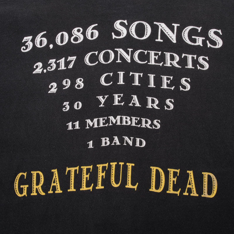 Vintage Grateful Dead 36,086 Songs 2,317 Concerts,298 Cities, 30 Years, 11 Members, 1 Band Tee Shirt 1996 Size XL