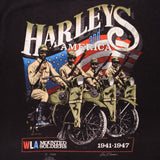 Vintage Harley Davidson And America WLA Mounted Soldiers 1941-1947 Tee Shirt Size XS Made In USA With Single Stitch SleevesaVintage Harley Davidson And America WLA Mounted Soldiers 1941-1947 Atlanta, GA Tee Shirt Size Small Made In USA With Single Stitch Sleeves