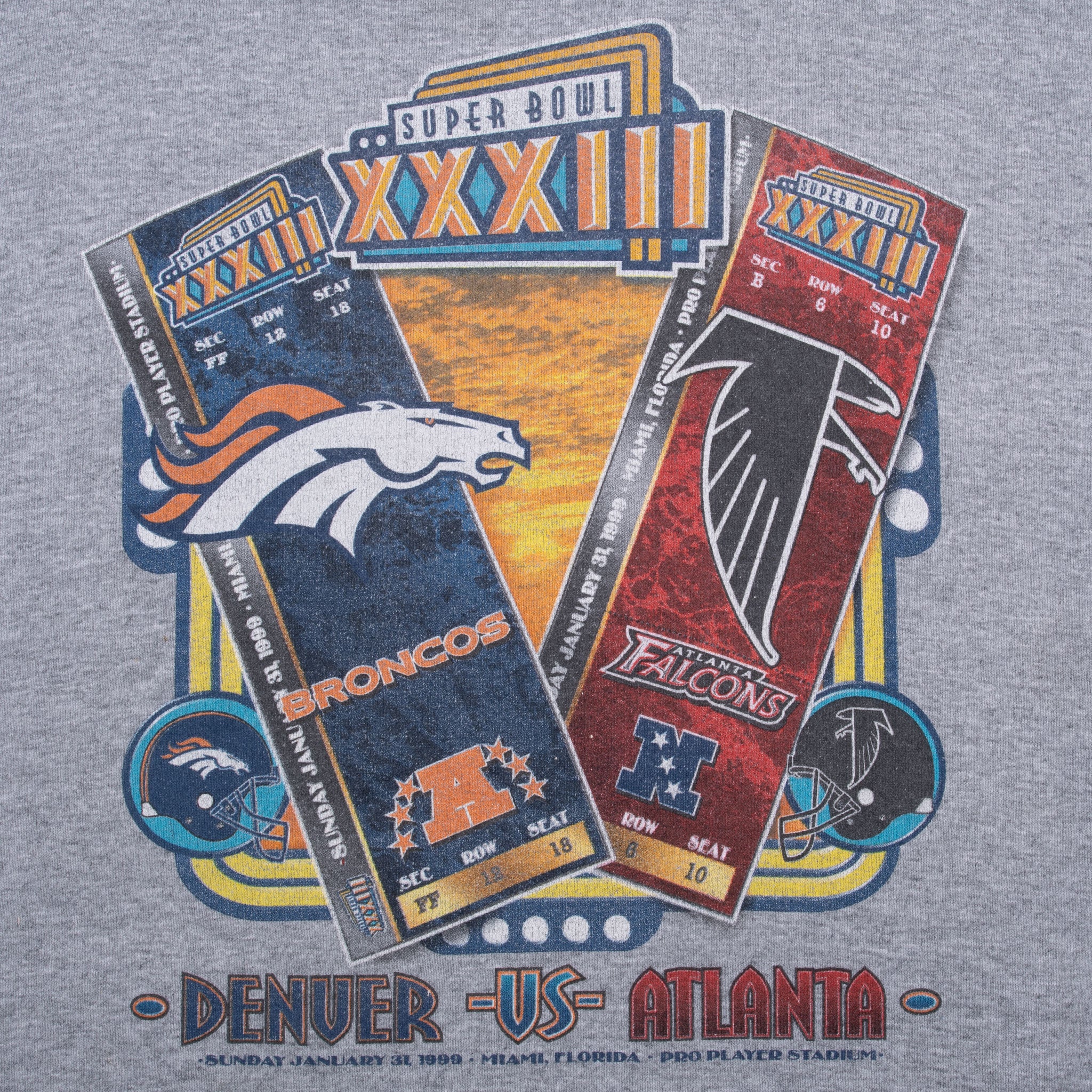 Vintage Nfl Denver Broncos Vs Atlanta Falcons Super Bowl Xxxiii 1999 Sweatshirt Size XL