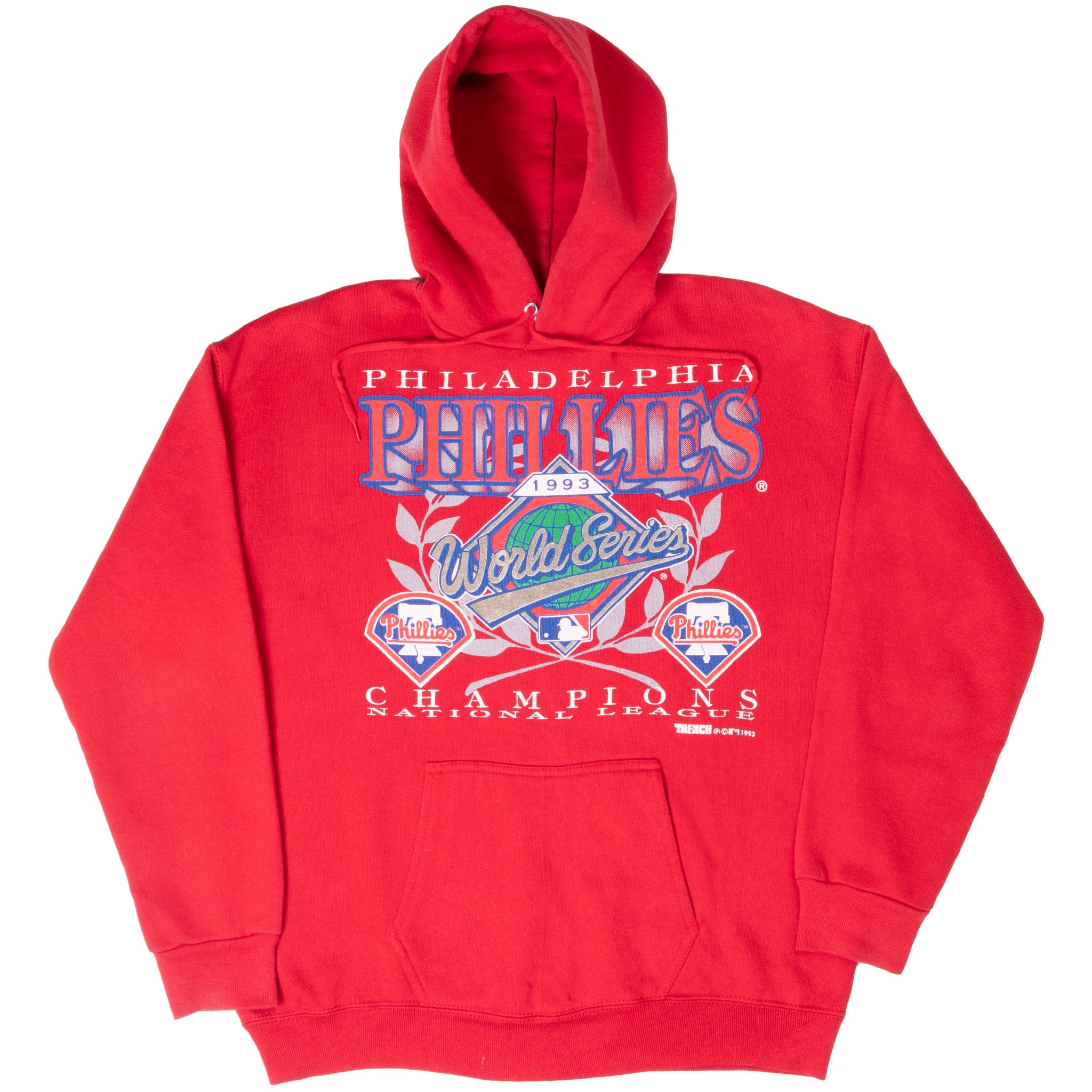 VINTAGE MLB PHILADELPHIA PHILLIES 1993 WORLD SERIES HOODIE LARGE MADE IN USA
