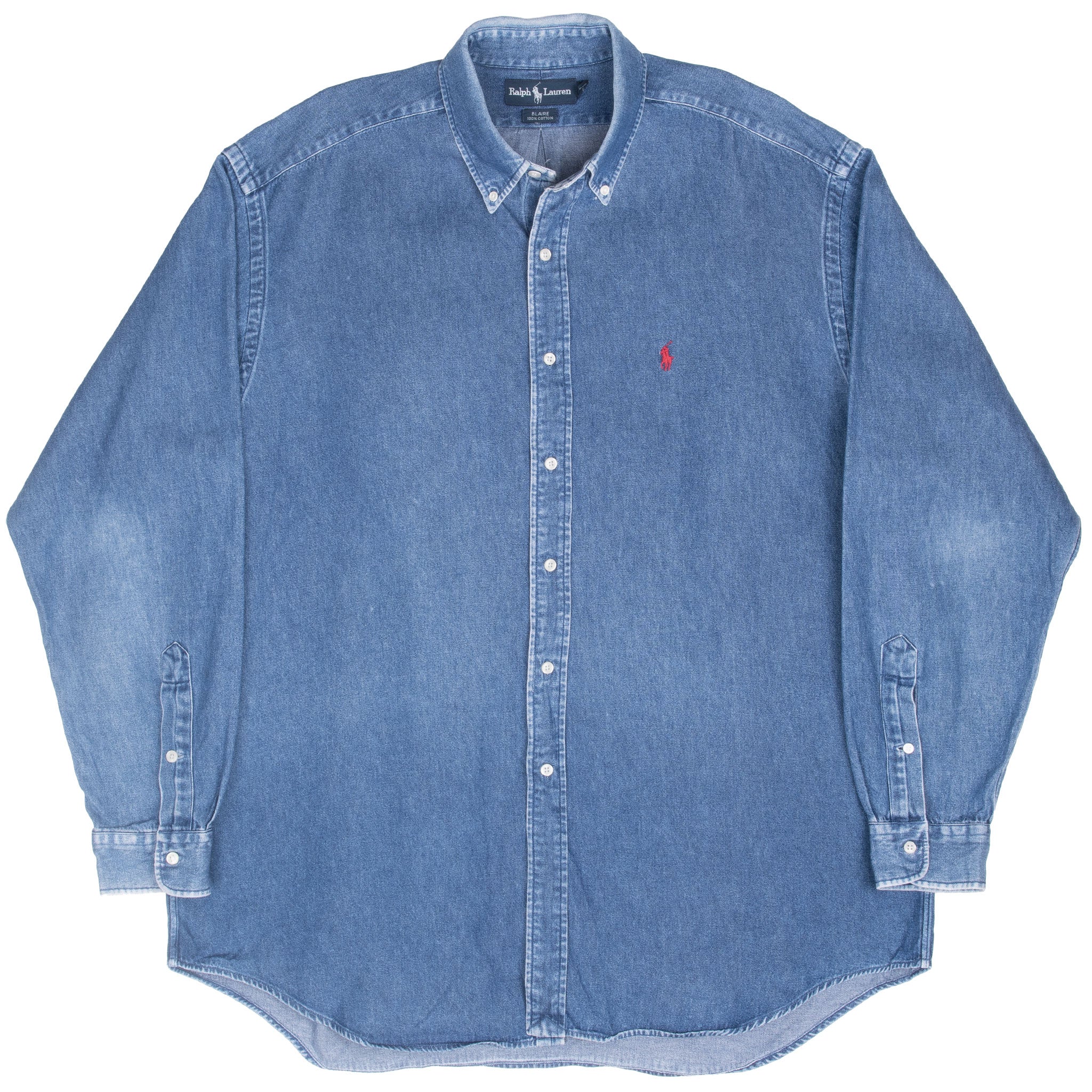 Vintage Polo Ralph Lauren Blue Denim Shirt 1990S Size XL