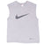 Full front view of grey Nike soccer tank top with large dark Swoosh