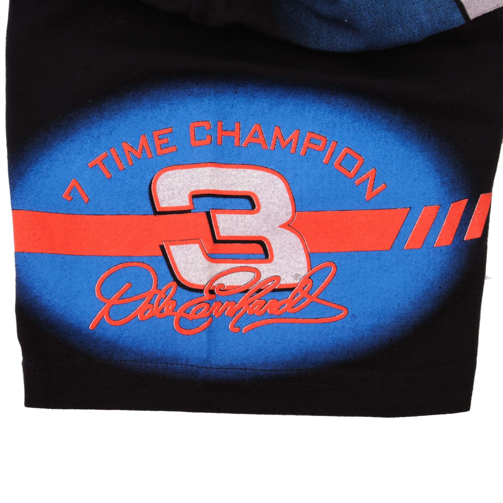 Vintage All Over Print Nascar The Intimidator Dale Earnhardt Winston Cup Champion  Tee Shirt 1990S Size XL Made In USA