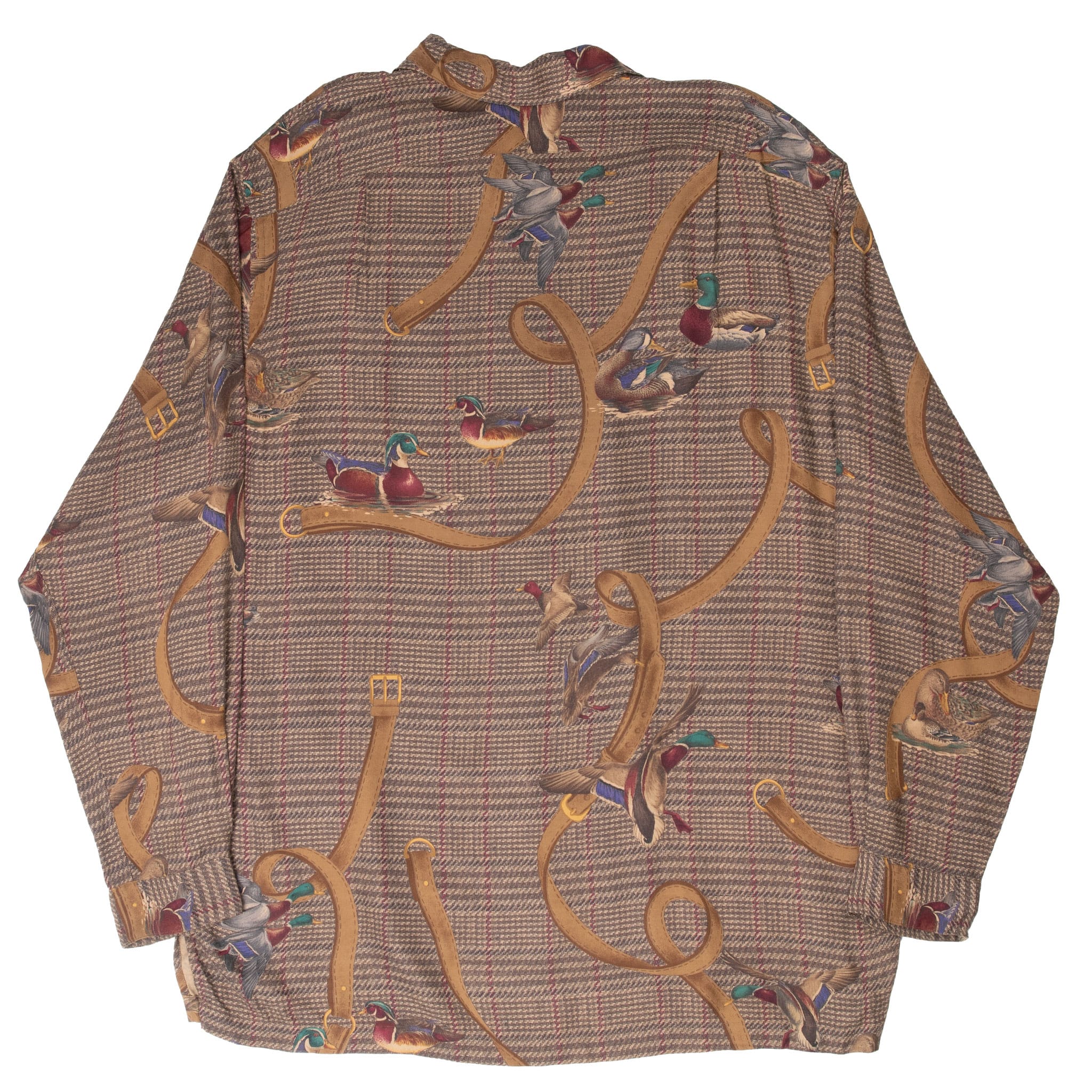 VINTAGE RALPH LAUREN BROWN PLAID DUCK HUNTING SHIRT 1990S SIZE LARGE