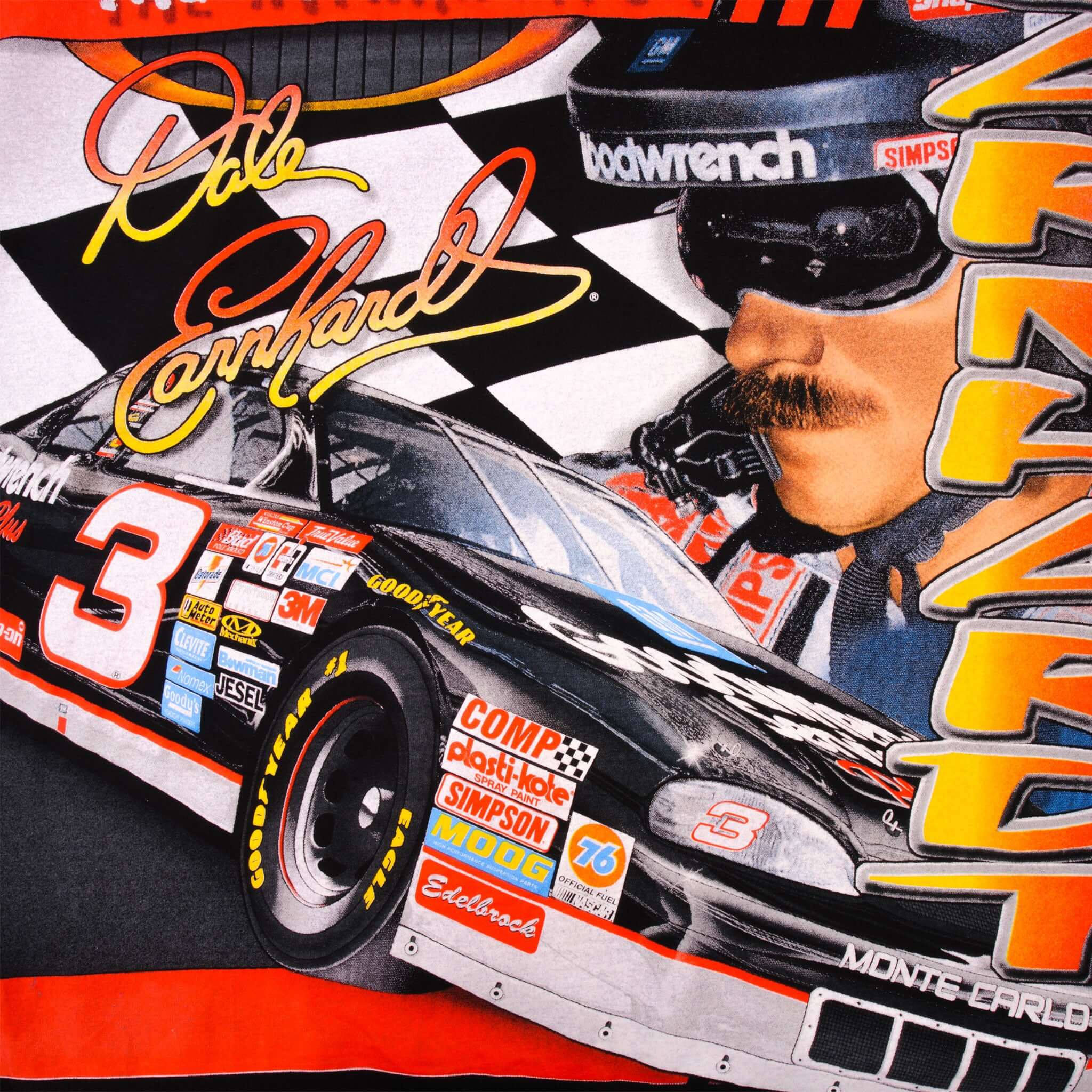 Vintage All Over Print Nascar The Intimidator Dale Earnhardt Winston Cup Champion  Tee Shirt 1990S Size XL Made In USA