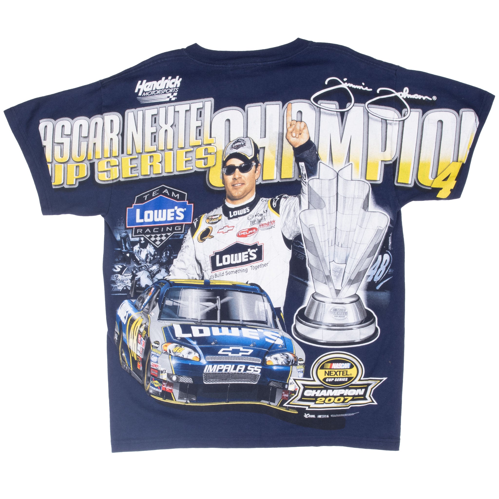 Vintage Nascar Jimmie Johnson Champion 2007 All Over Print Tee Shirt Size Medium
