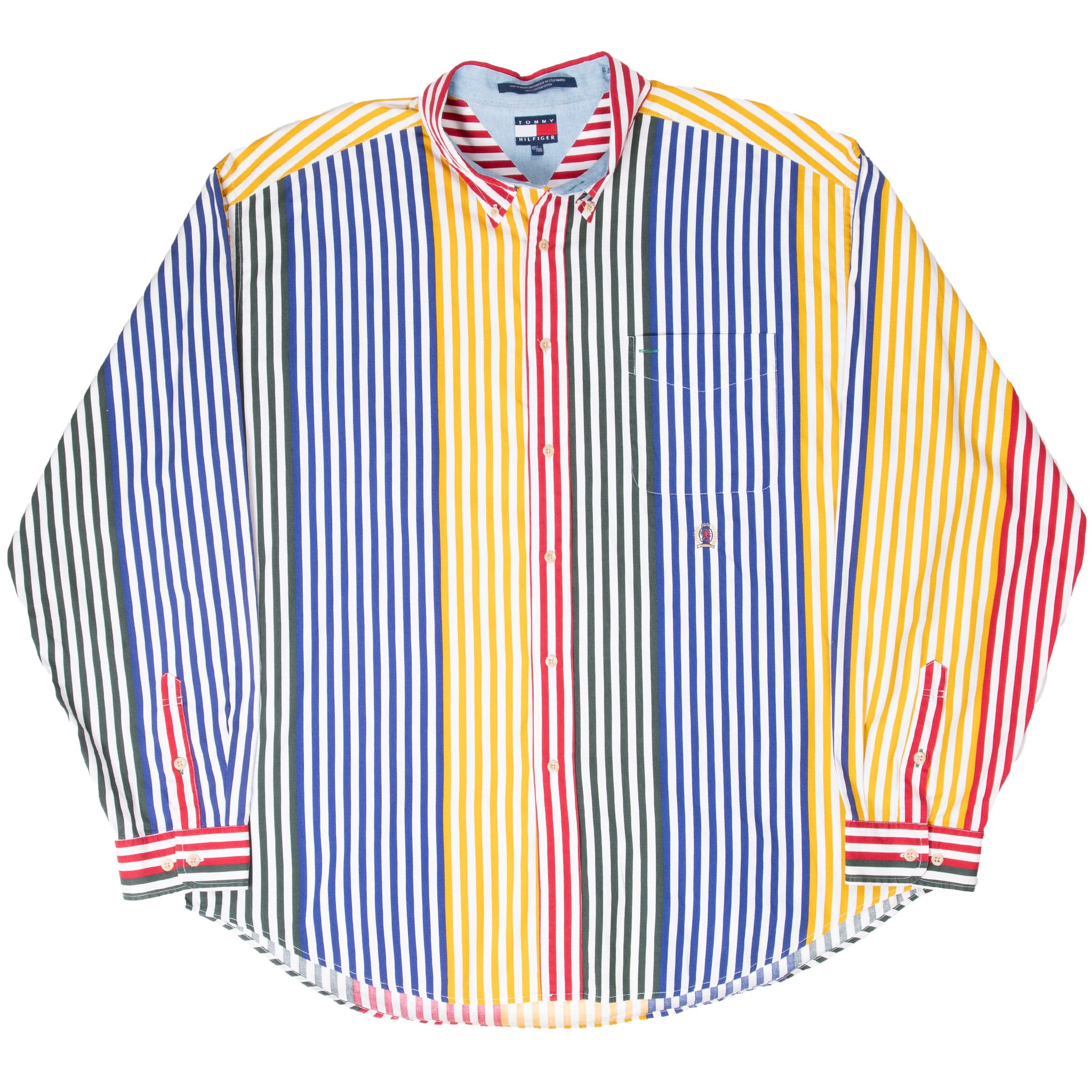 VINTAGE TOMMY HILFIGER STRIPE MULTICOLOR SHIRT 1990S SIZE 2XL