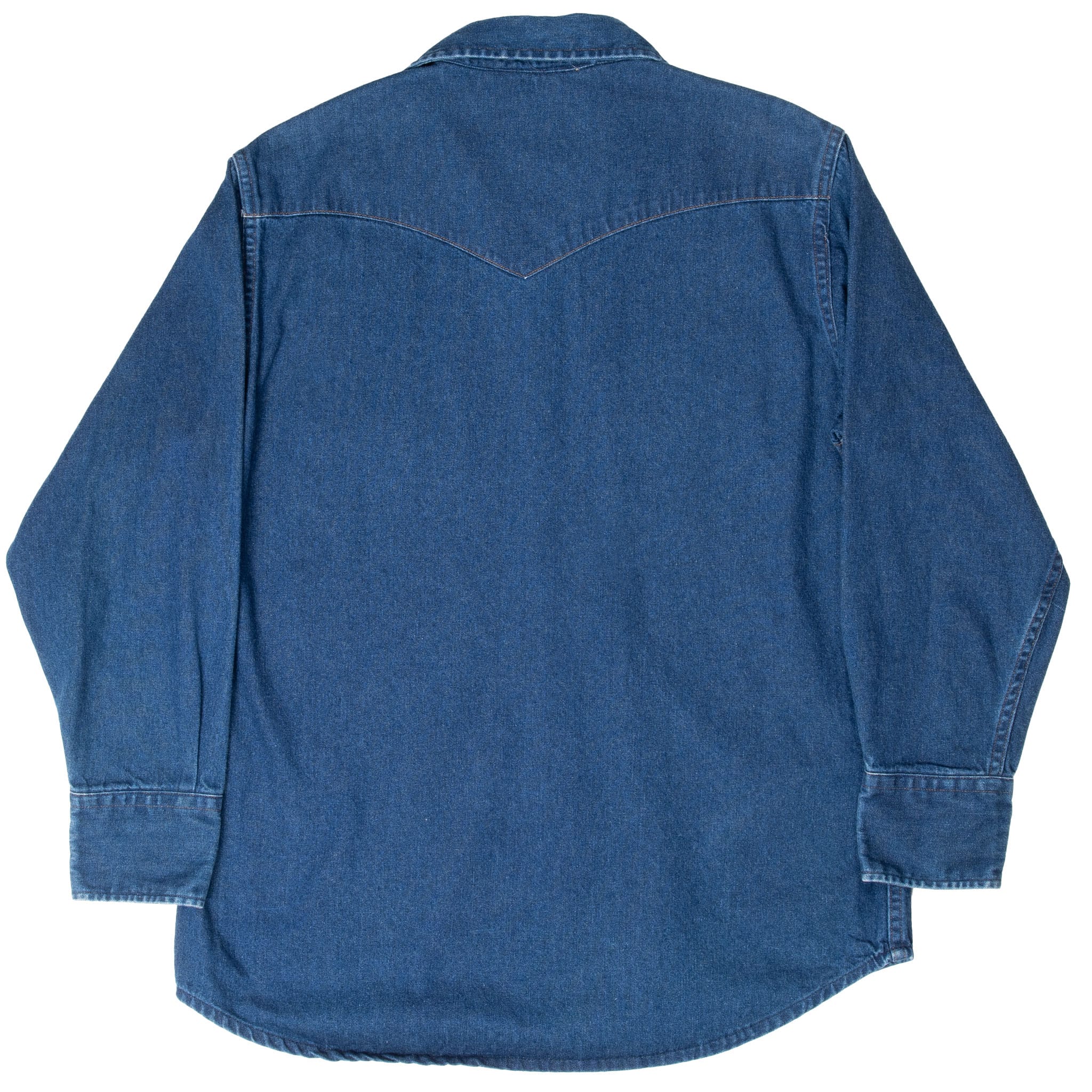 VINTAGE CARHARTT PEARL SNAP BUTTON DENIM BLUE SHIRT 1990S SIZE MEDIUM