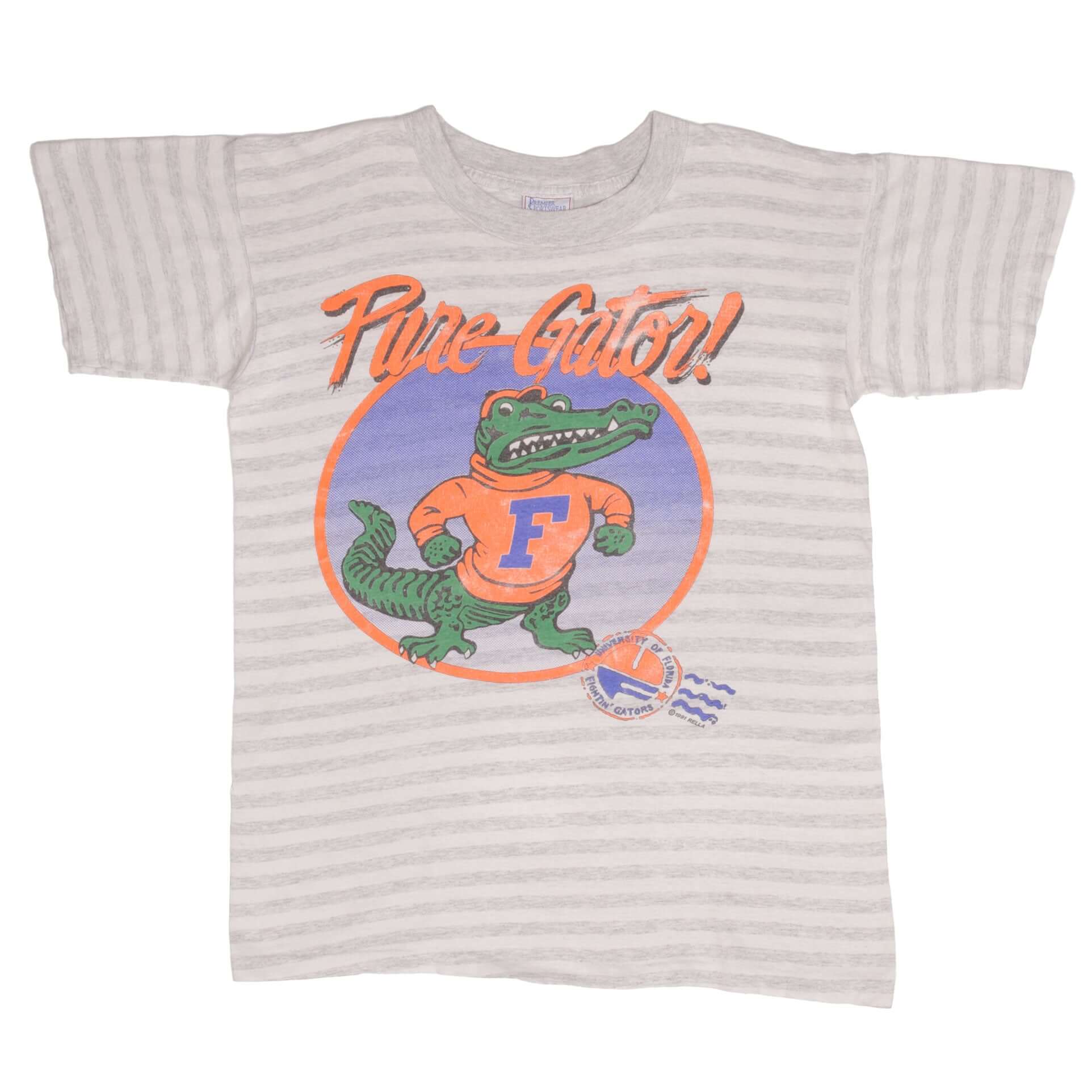 Vintage Ncaa Florida Pure Gators 1991 Tee Shirt Size Small Made In Usa With Single Stitch Sleeves