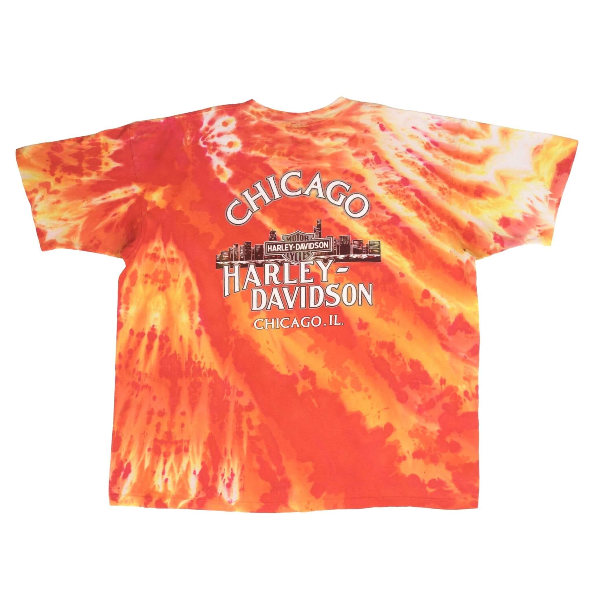 Vintage Tie Dye Harley Davidson Chicago 1994 Tee Shirt Size Xl Made In USA With Single Stitch Sleeves