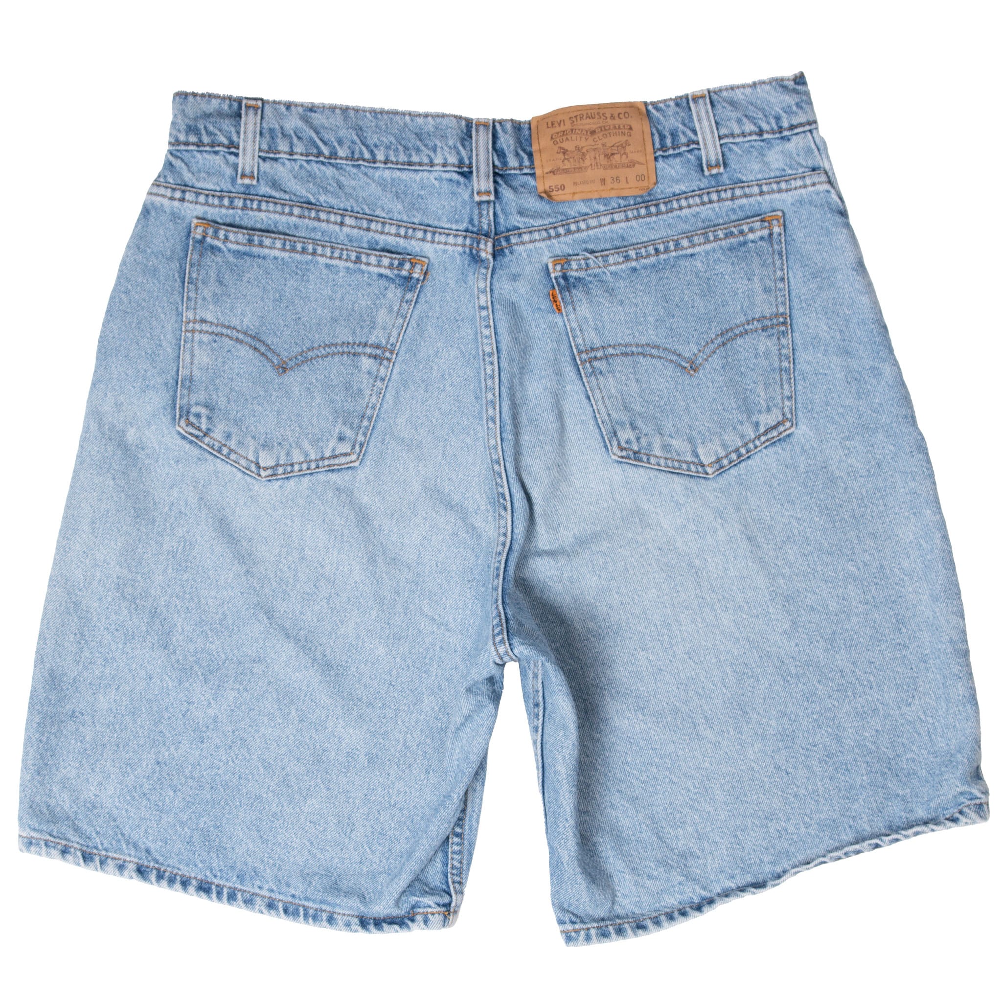 VINTAGE LEVIS 505 ORANGE TAB SHORT JEANS INDIGO 1990S SIZE W35