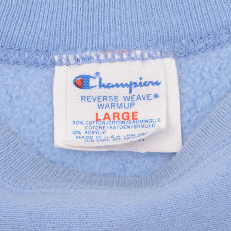 Vintage Blue Champion Reverse Weave Tufts University Sweatshirt 1980S Size Large Made In USA