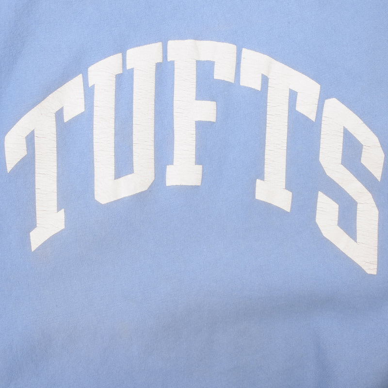 Vintage Blue Champion Reverse Weave Tufts University Sweatshirt 1980S Size Large Made In USA